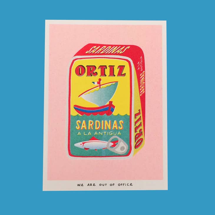 Risograph Print: Can Full of Sardines