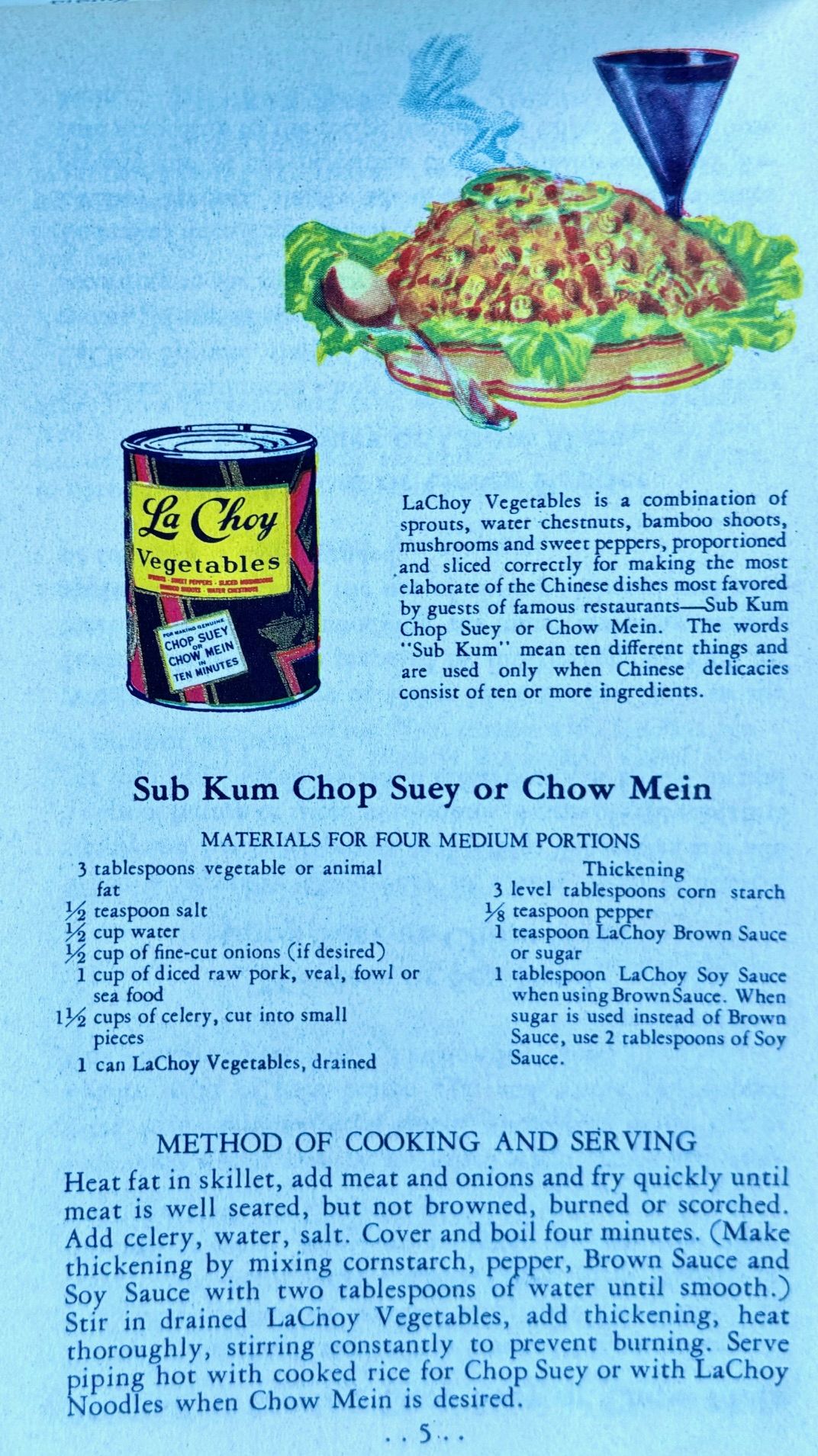 (Booklet - Chinese-American) La Choy. The Art and Secrets of Chinese Cooking