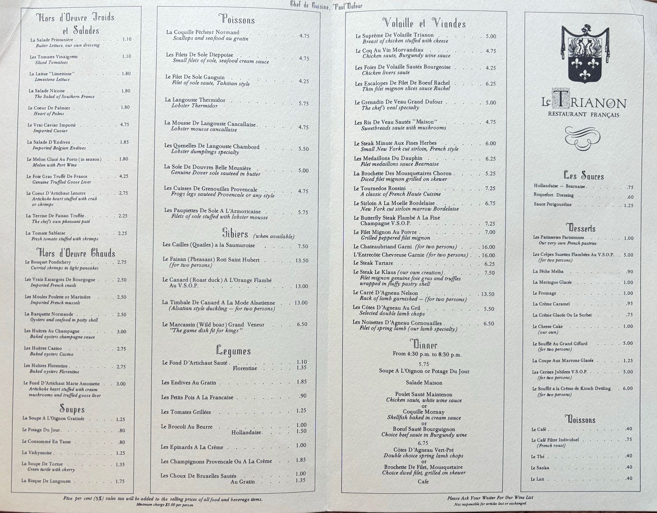 Le Trianon Restaurant Français