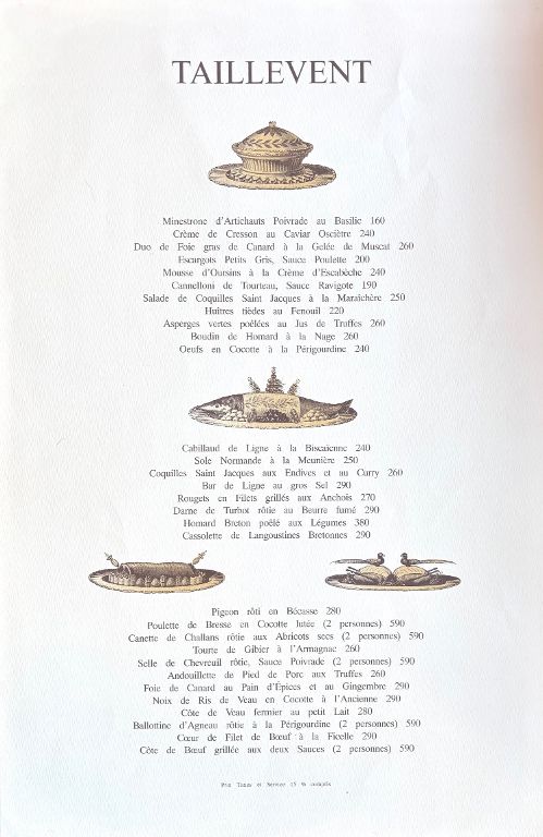 Le Taillevent - Menu