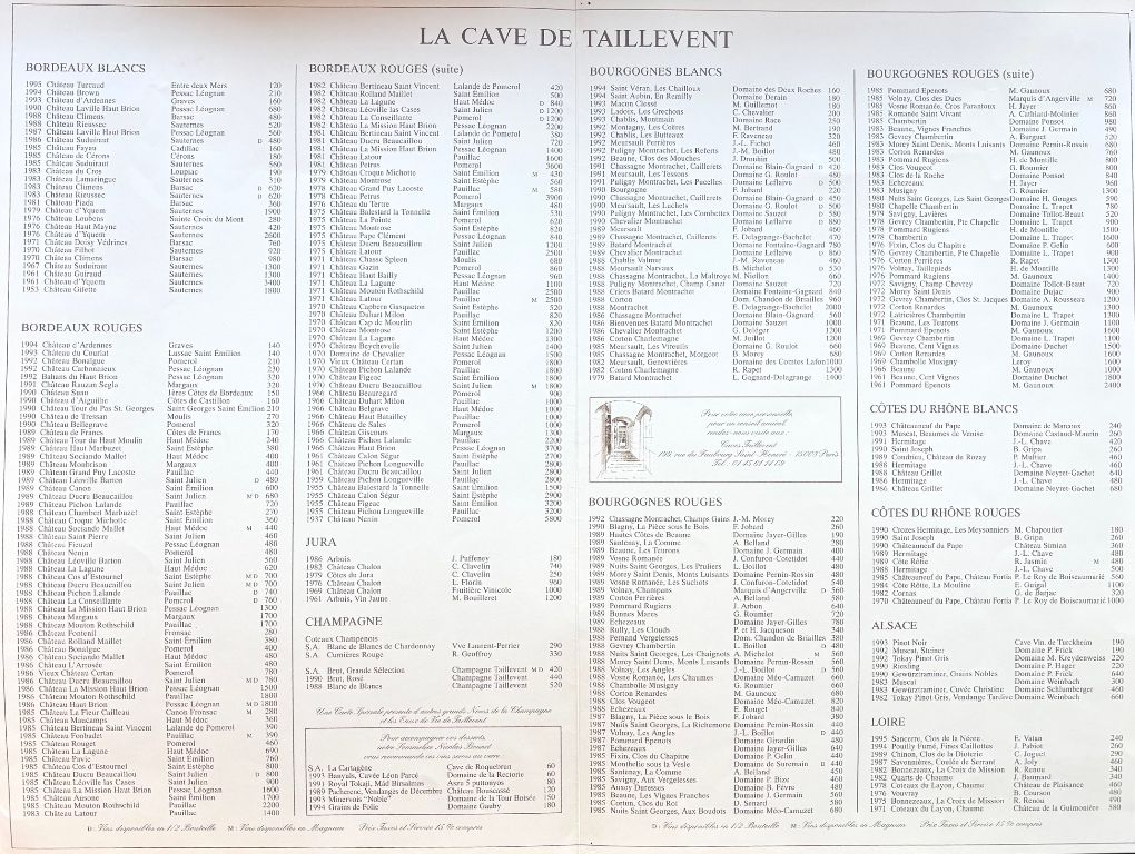 Le Taillevent - Menu