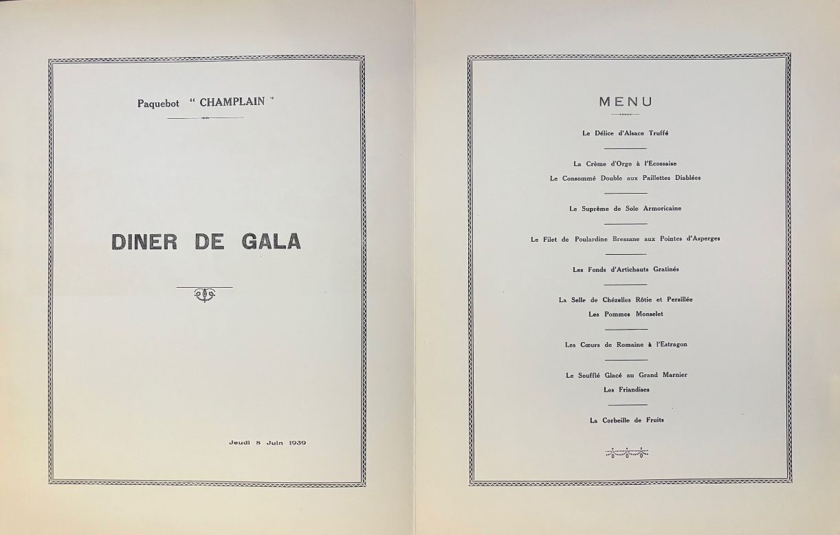 Cie Gle Transatlantique French Line. Menu - Diner de Gala