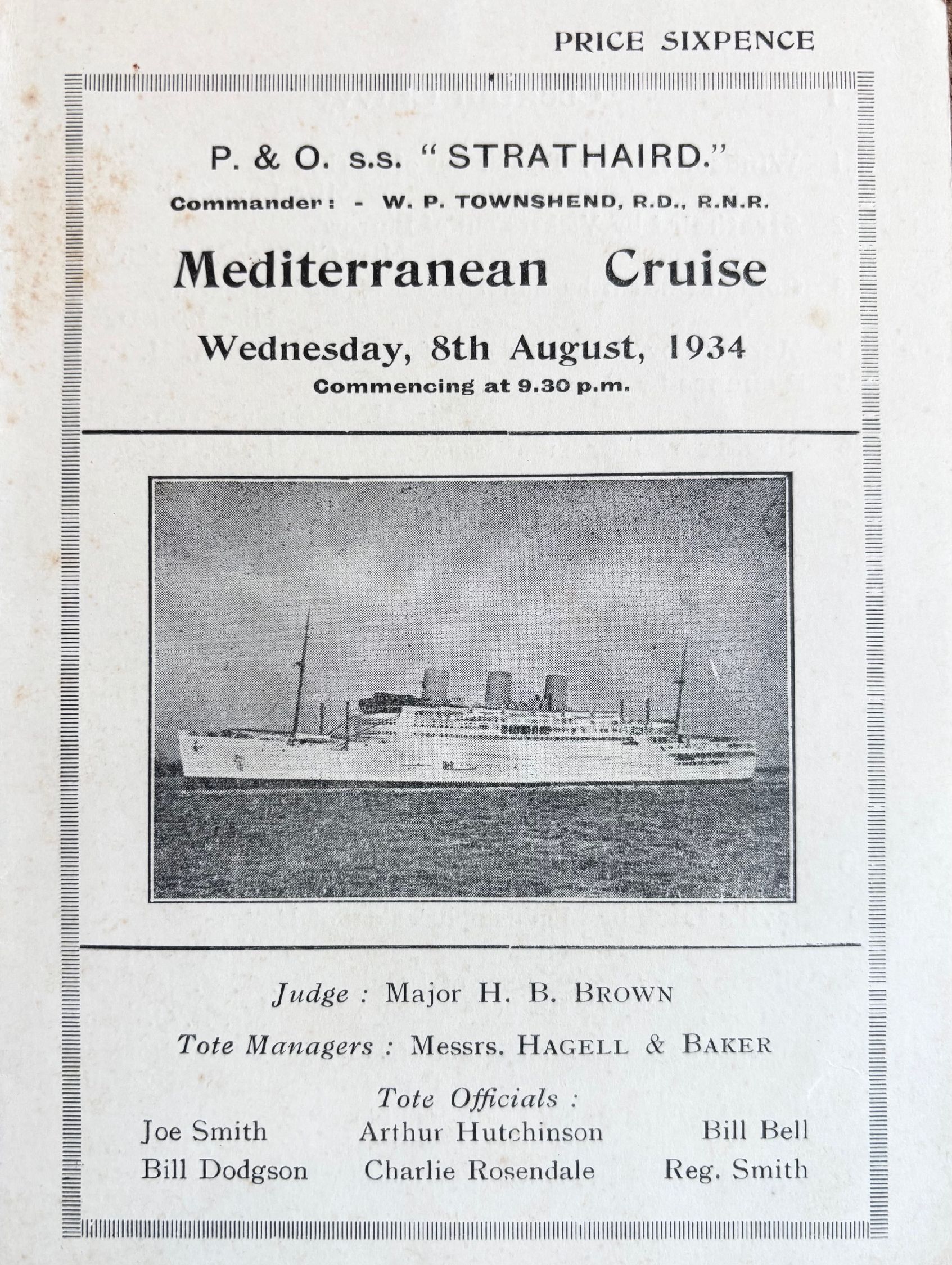 P & O Lines. S.S. Strathaird. Group of ephemera