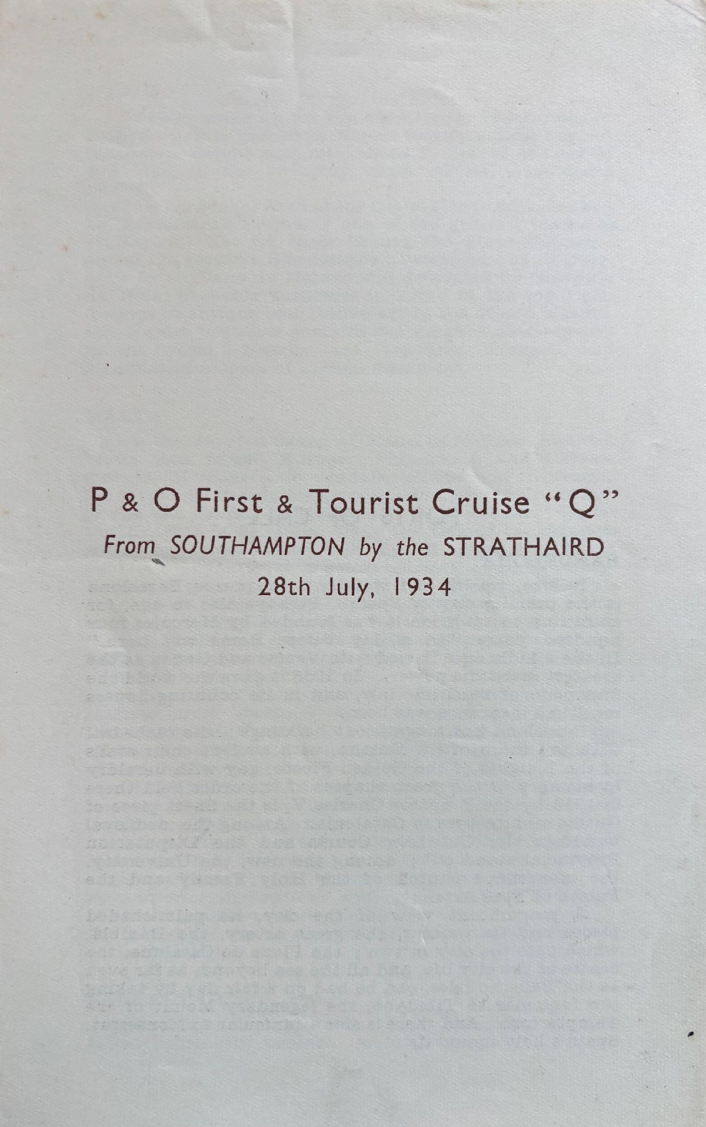 P & O Lines. S.S. Strathaird. Group of ephemera