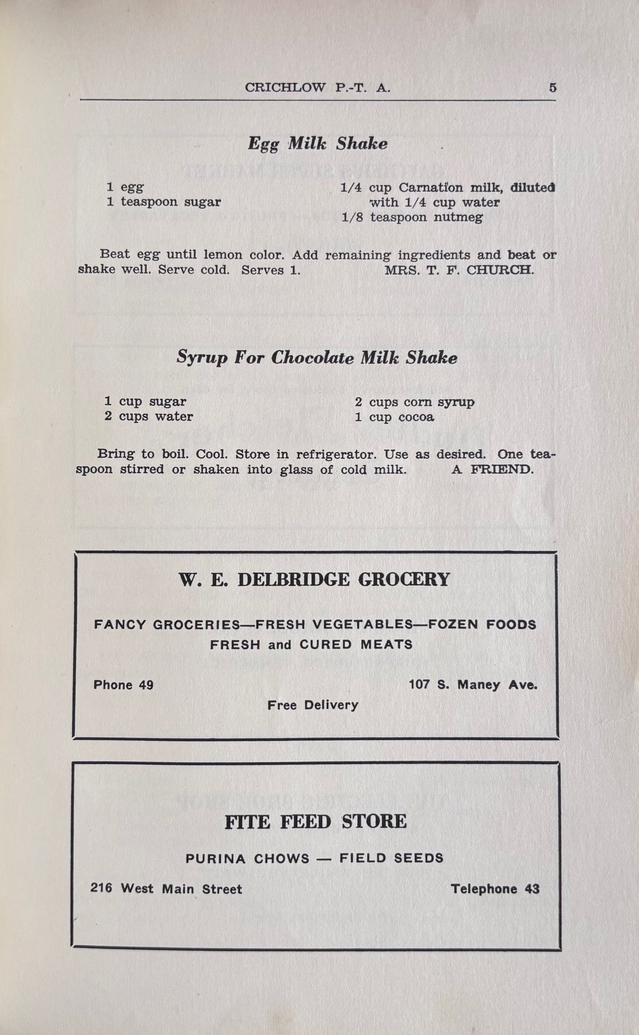 (*NEW ARRIVAL*) (Southern - Tennessee) Crichlow P.T.A. Cook Book