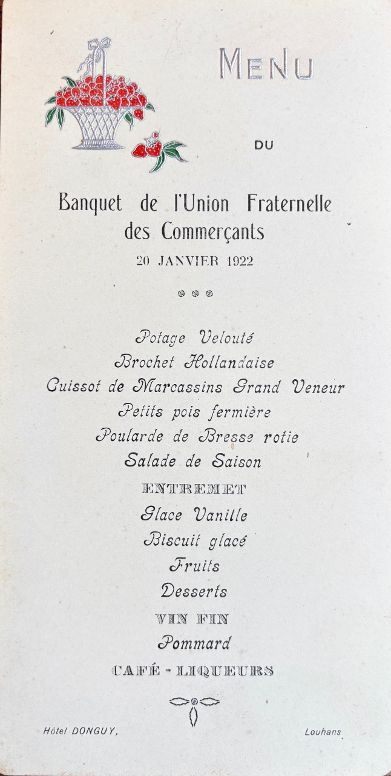 (*NEW ARRIVAL*) Menu du Banquet de l'Union Fraternelle des Commercants