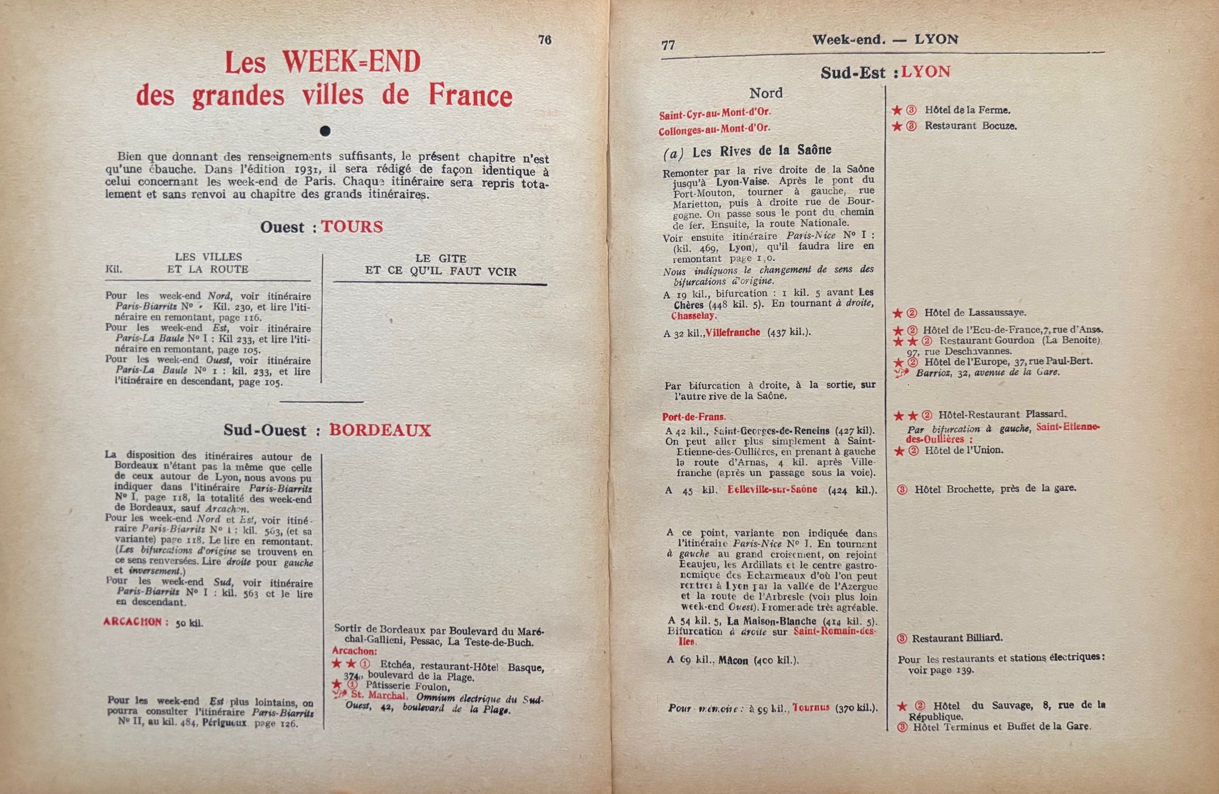 (*NEW ARRIVAL*) (France) G. de Pawlowski & Curnonsky. Guide Marchal du Tourisme et de la Bonne Chere: Bon Soirs d'Ete, Week-End, Grands Itineraires. *Signed*