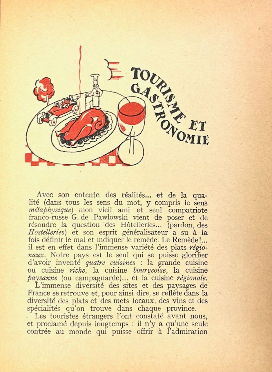 (*NEW ARRIVAL*) (France) G. de Pawlowski & Curnonsky. Guide Marchal du Tourisme et de la Bonne Chere: Bon Soirs d'Ete, Week-End, Grands Itineraires. *Signed*