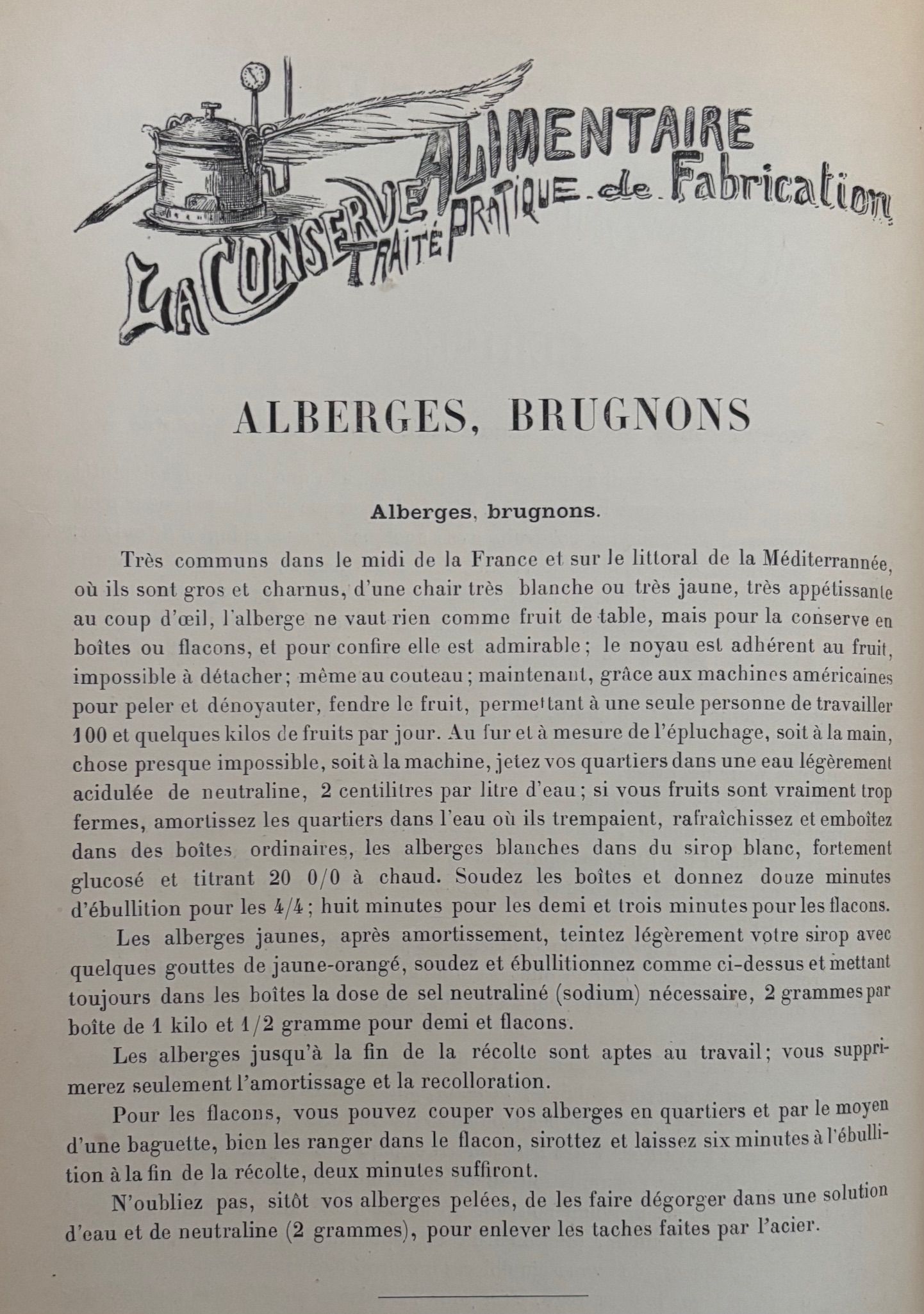 (*NEW ARRIVAL*) (Preserving) Auguste Corthay. La Conserve Alimentaire: Traite Pratique de Fabrication