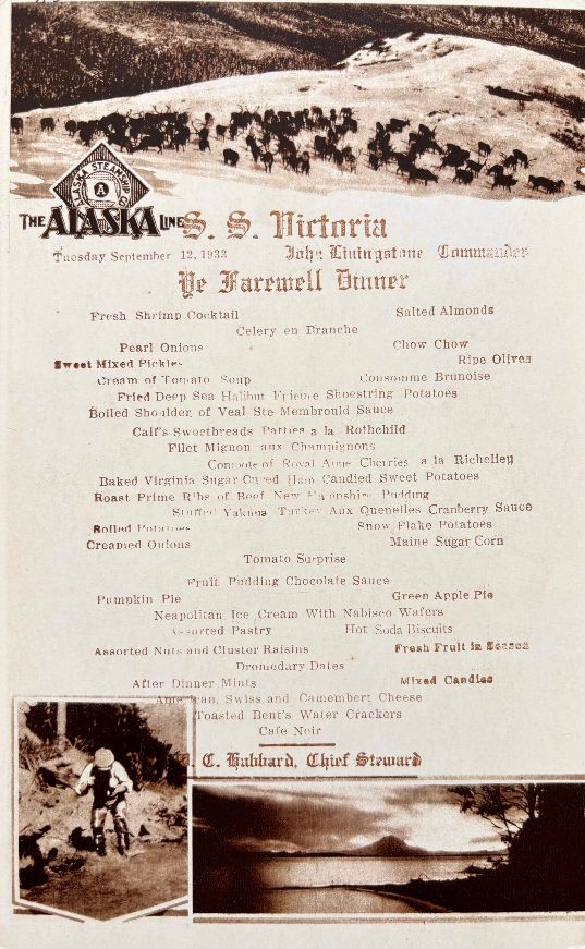 (*NEW ARRIVAL*) The Alaska Line. Ye Farewell Dinner