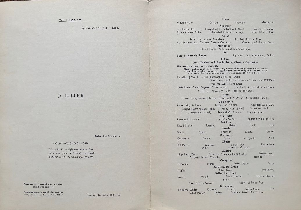 (*NEW ARRIVAL*) Home Lines. Dinner