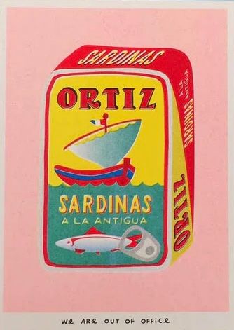 Risograph Print: Can Full of Sardines