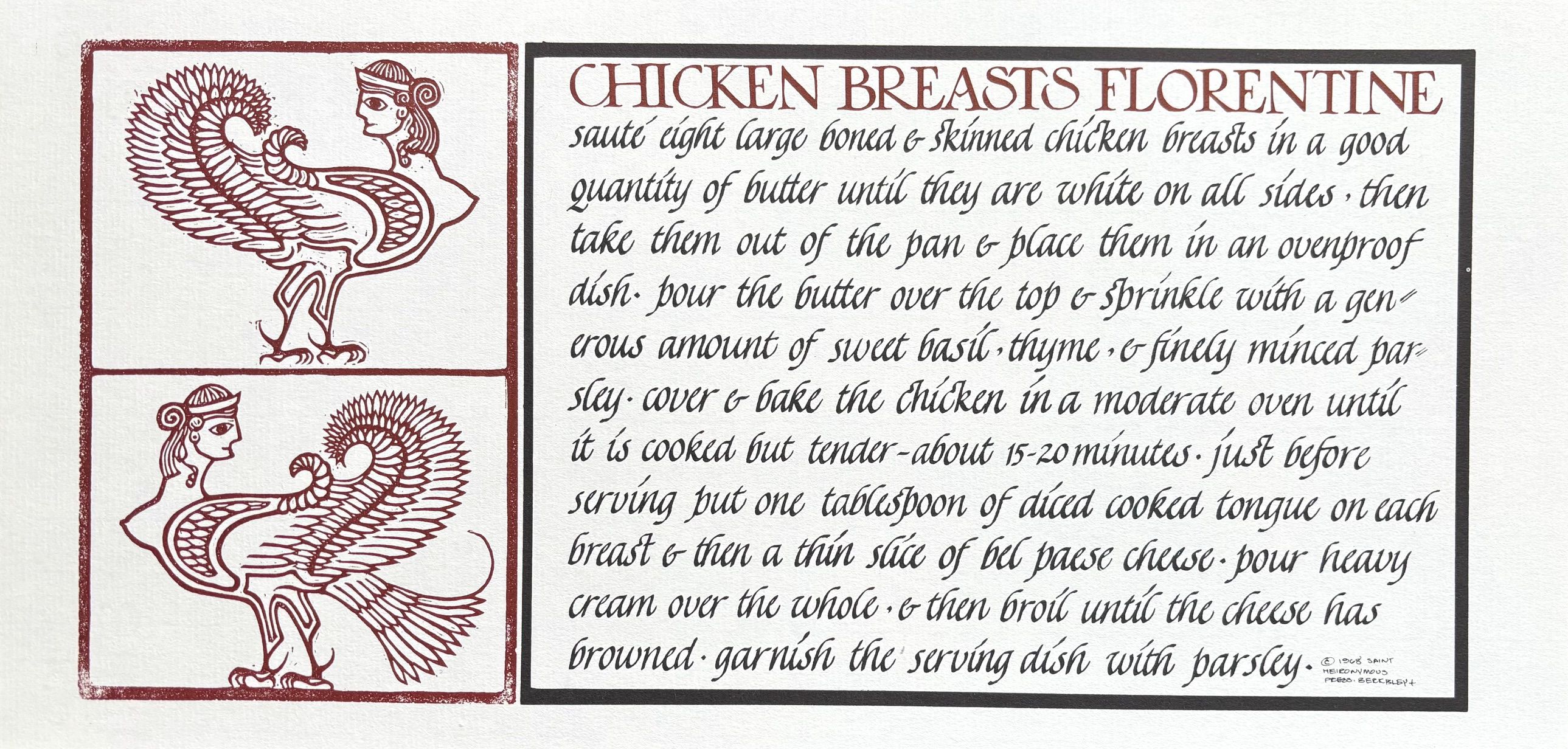 (*NEW ARRIVAL*) (Chez Panisse) Chicken Breasts Florentine