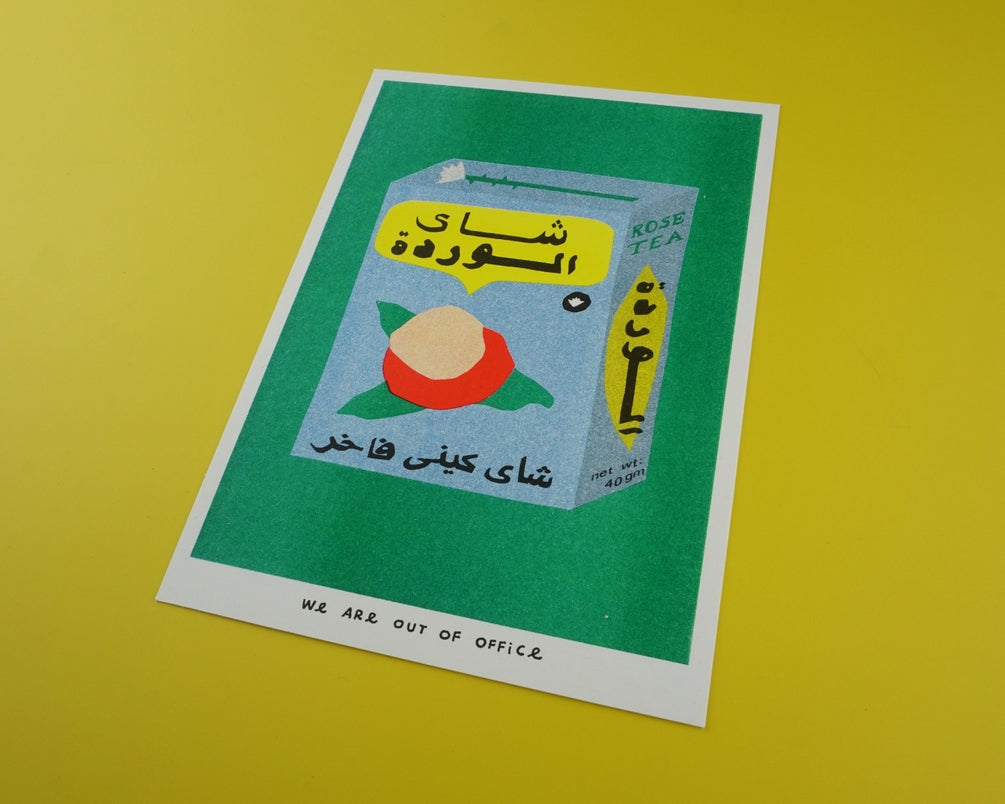 Risograph Print: Package of Rose Tea from Egypt