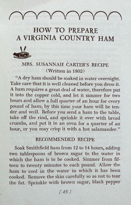 (Southern - Virginia) F. Meredith Dietz, ed. De Virginia Hambook by De Ol' Virginia Hamcook: Recipes, Party Suggestions, Dances, Luncheon Parties, Menus, Philosophy