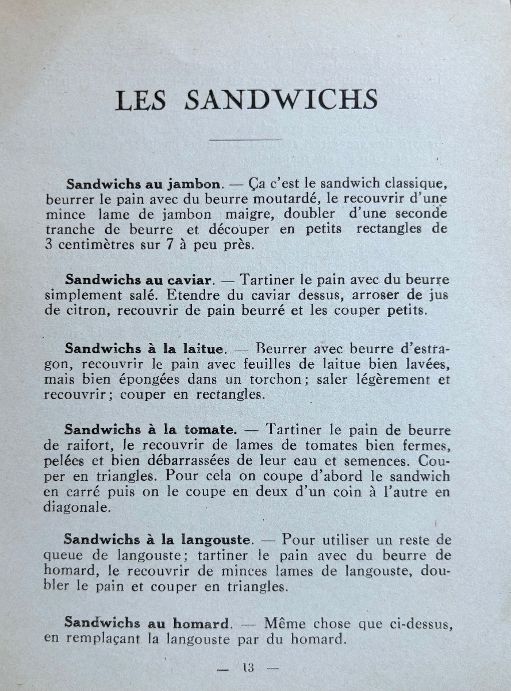 (*NEW ARRIVAL*) Pellaprat, H.P. Les Sandwichs et Petits Pains Fourres: Recueil de 60 recettes