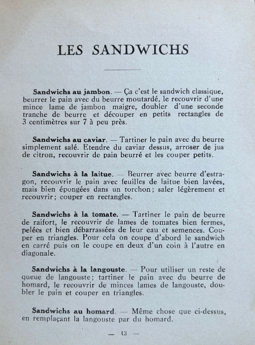 (*NEW ARRIVAL*) (Sandwiches) Pellaprat, H.P. Les Sandwichs et Petits Pains Fourres: Recueil de 60 recettes