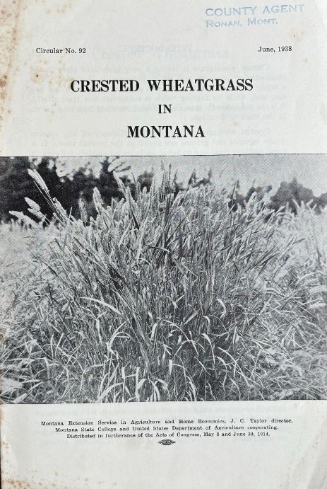 (Montana) Ralph Mercer. Crested Wheatgrass in Montana