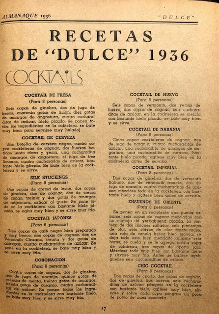 (Mexican) Dulce: Almanaque 1936.