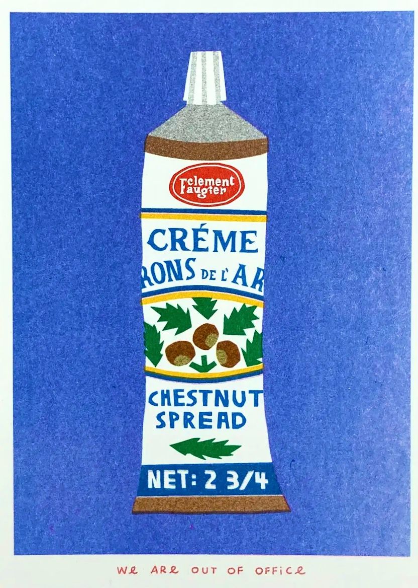 Risograph Print: Creme Marons - A Tube of Chestnut Spread