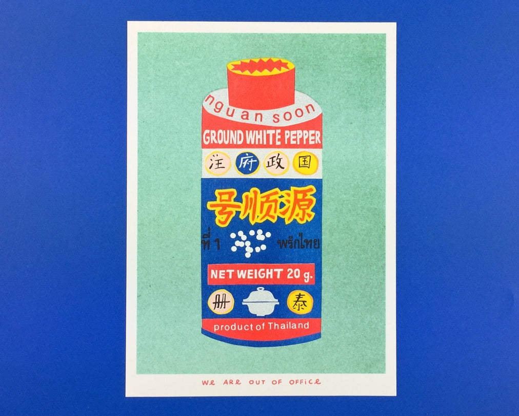 Risograph Print: Can of Thai Ground White Pepper