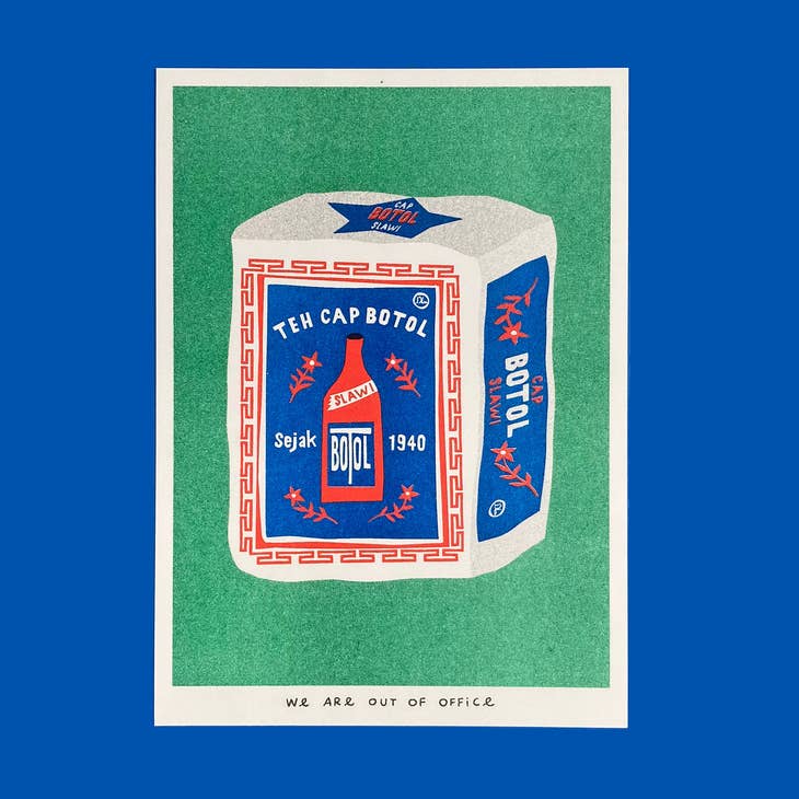 Risograph Print: Teh Cap Botol - A Package of Indonesian Jasmine Tea