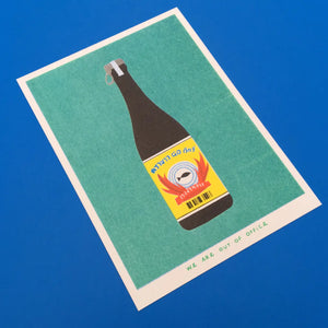 (*NEW ARRIVAL*) (Print) A Pink Risograph Print of a Thai bottle of booze