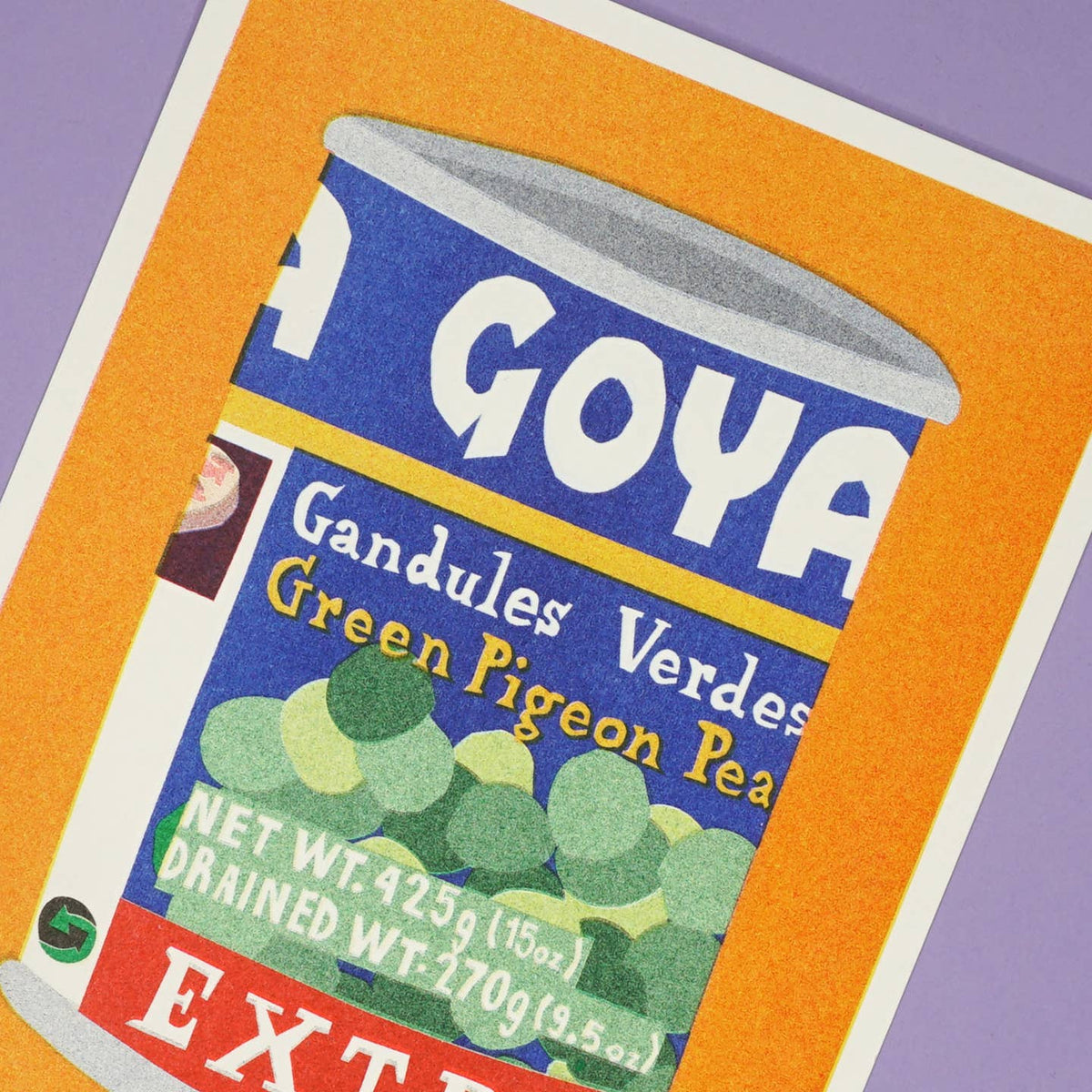 Risograph Print: A Can of Goya Green Pigeon Peas