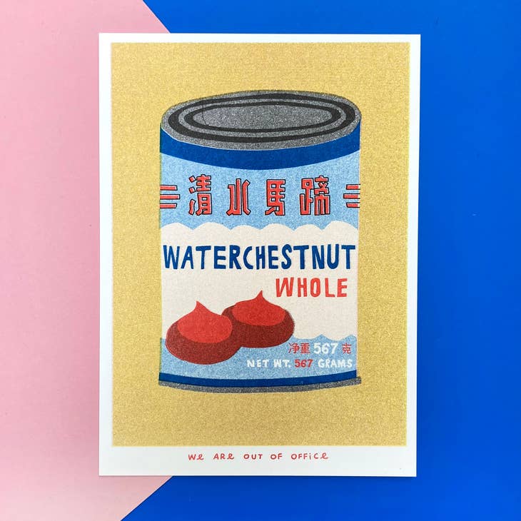 Risograph Print: Can of Water Chestnuts