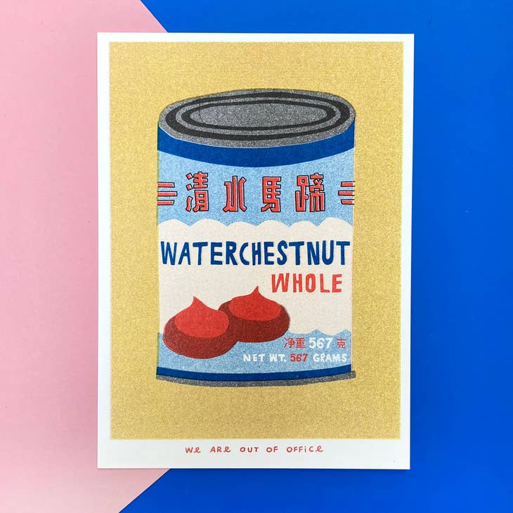 Risograph Print: Can of Waterchestnut Whole
