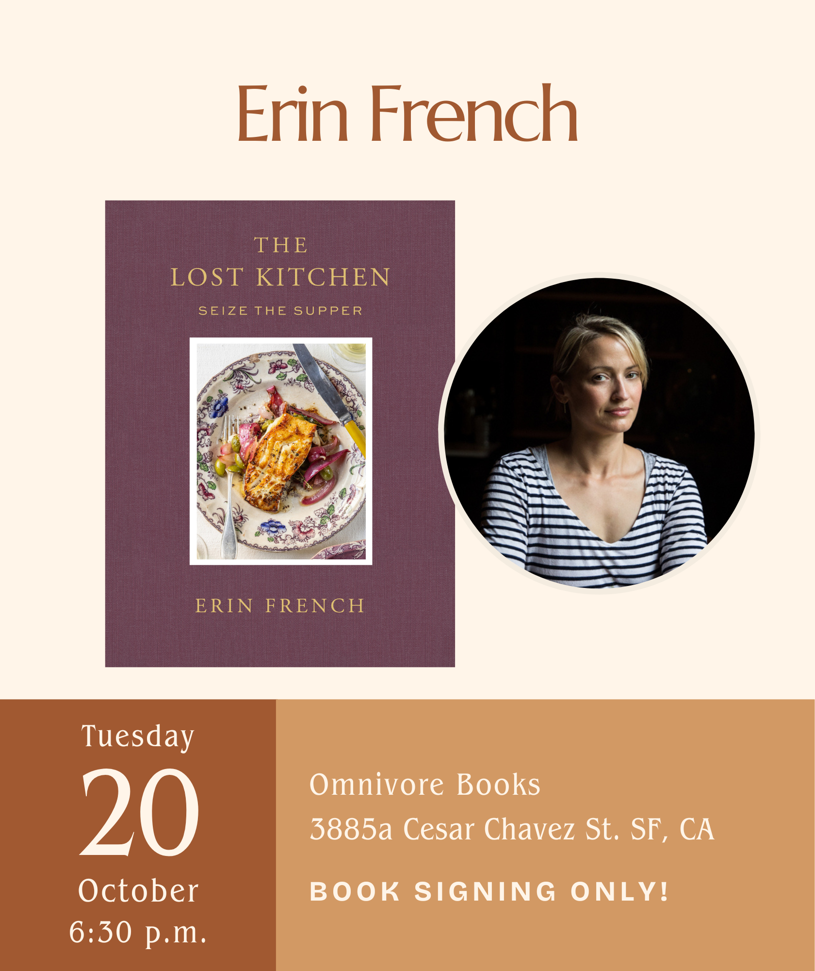 Erin French Book Signing • The Lost Kitchen Volume 3: Seize the Supper