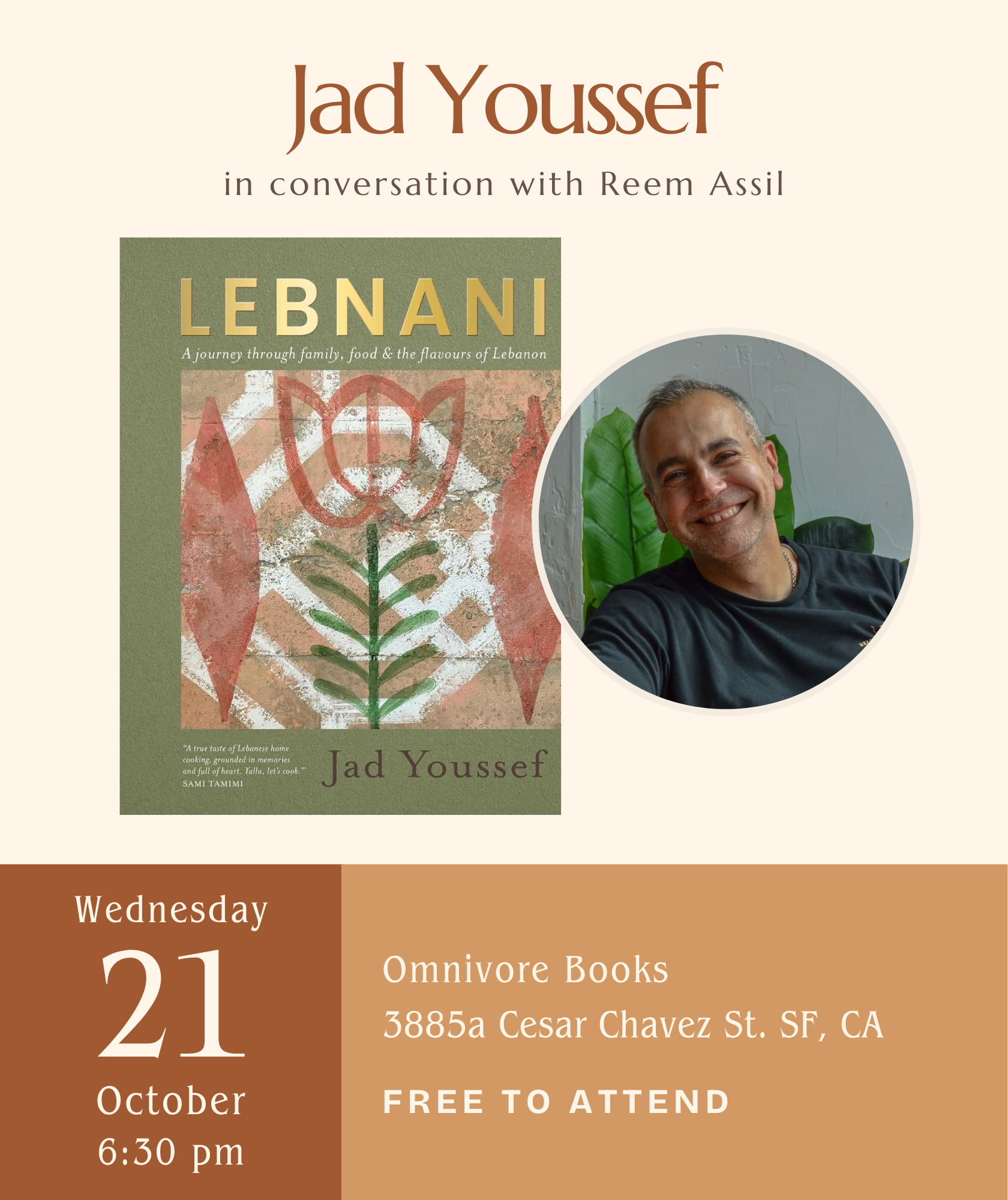 Jad Youssef Author Talk • Lebnani: A journey through family, food & the flavour of Lebanon