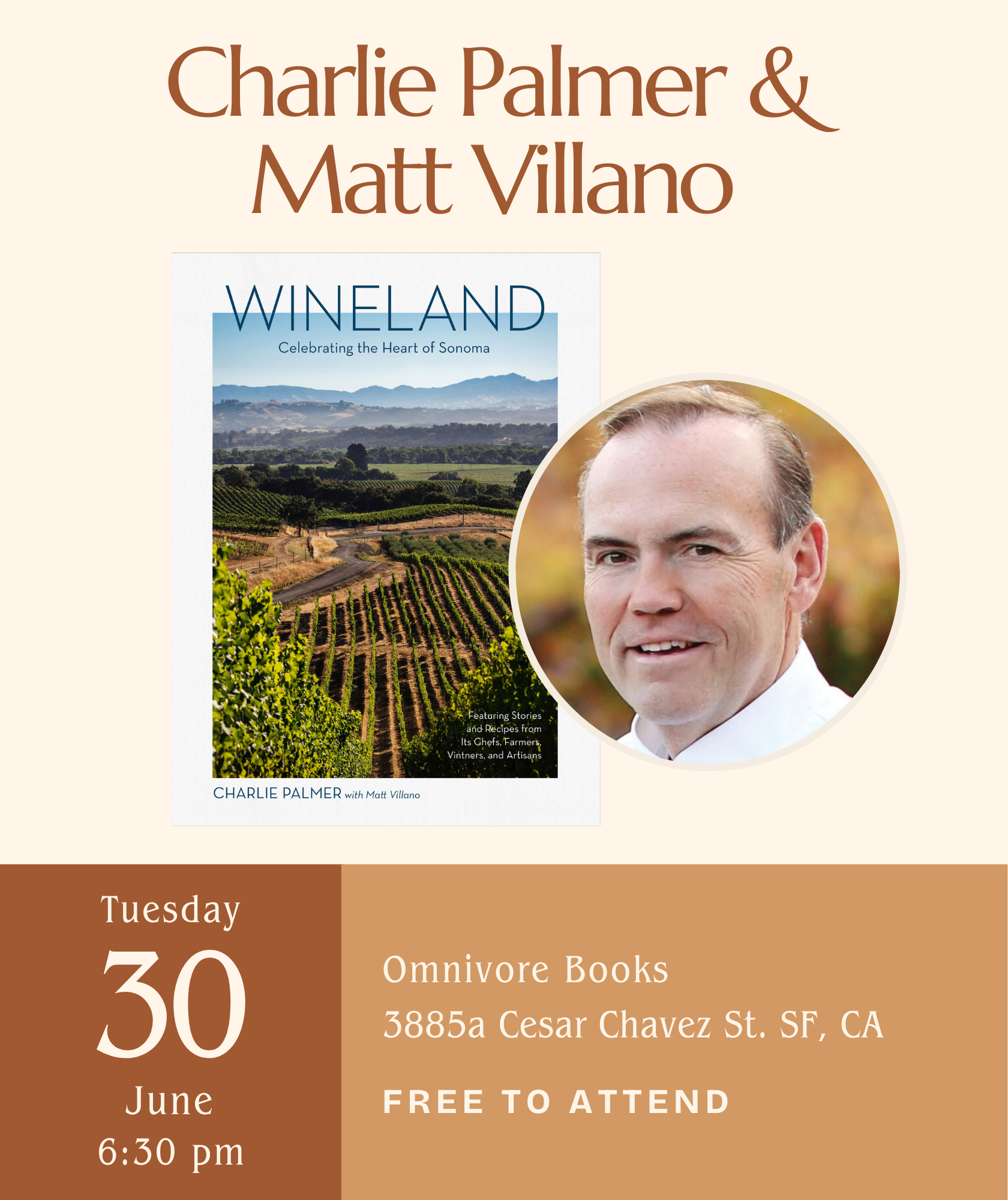 Charlie Palmer & Matt Villano Author Event • Wineland: Celebrating the Heart of Sonoma