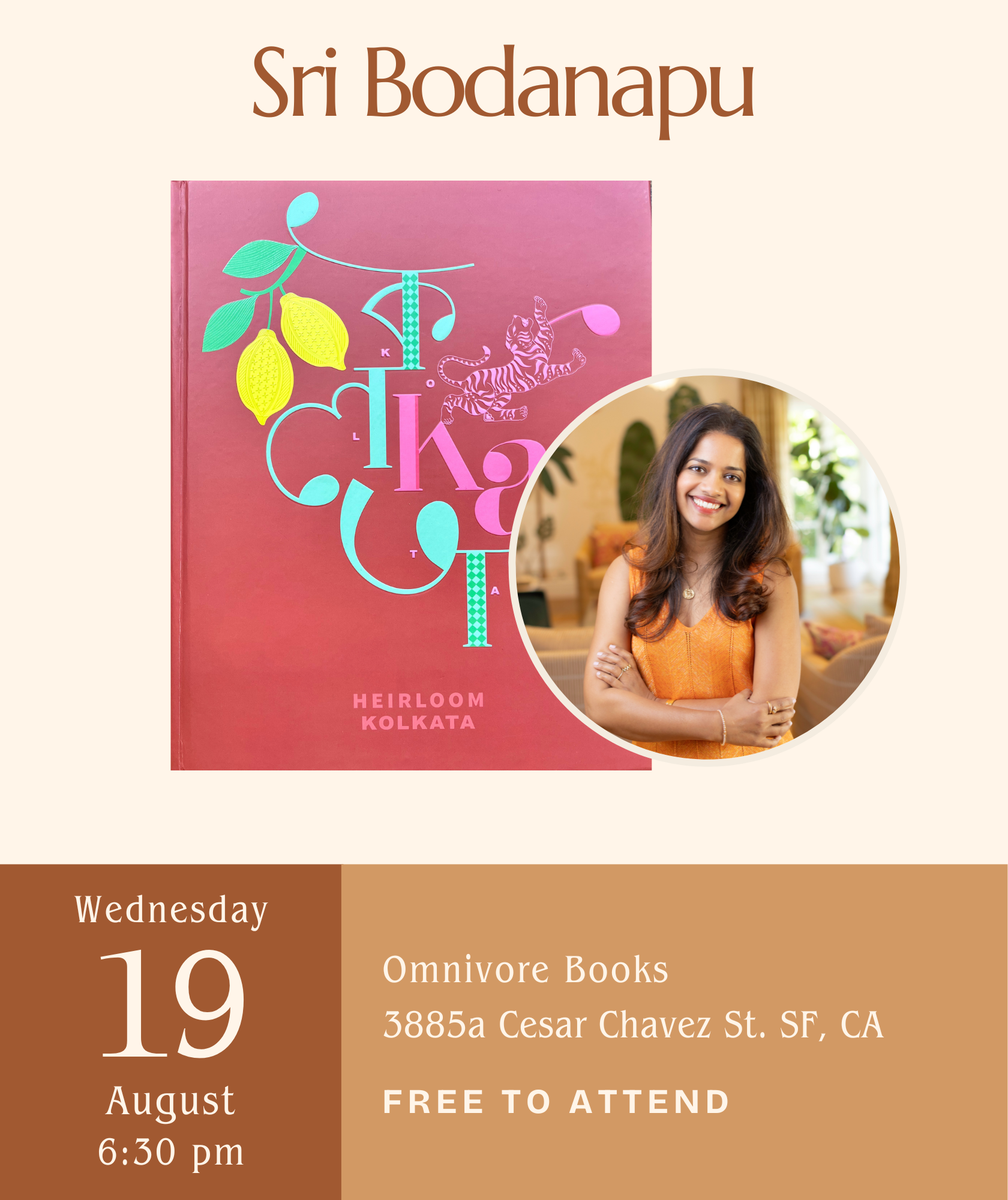 Sri Bodanapu Author Event • Kolkata: The People, Kitchens and Streets of the City of Joy