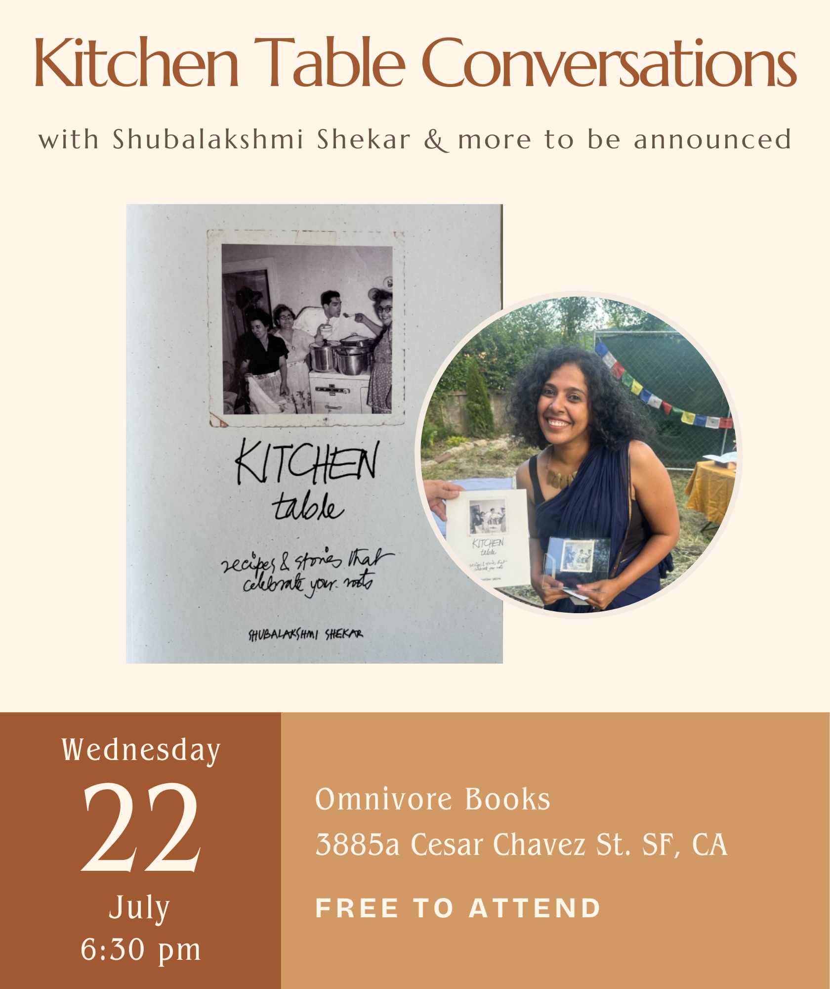 Shubalakshmi Shekar (& more to be announced!) • Kitchen Table Conversations: An evening of collective memories on food and home