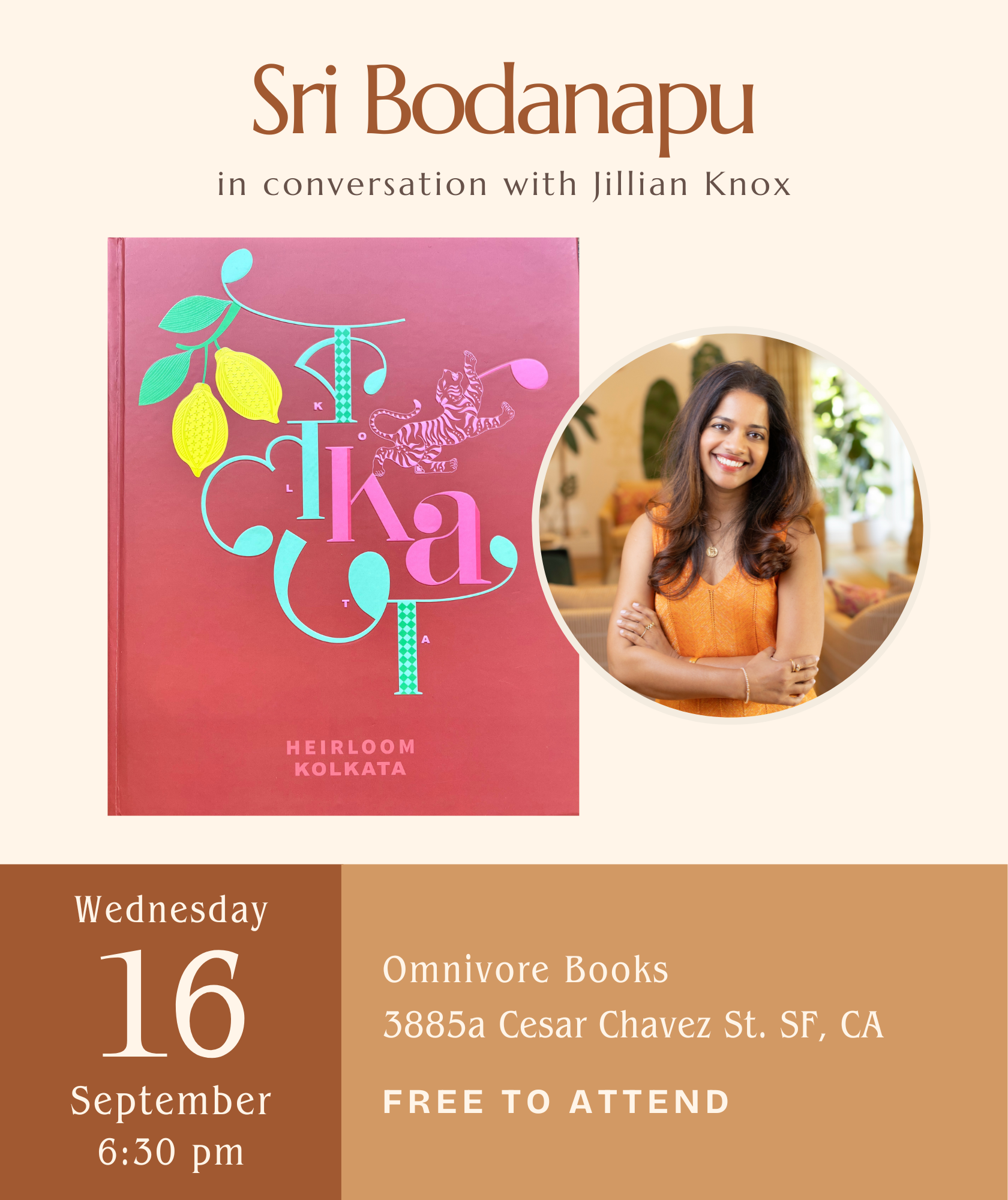 Sri Bodanapu Author Talk • Kolkata: The People, Kitchens and Streets of the City of Joy