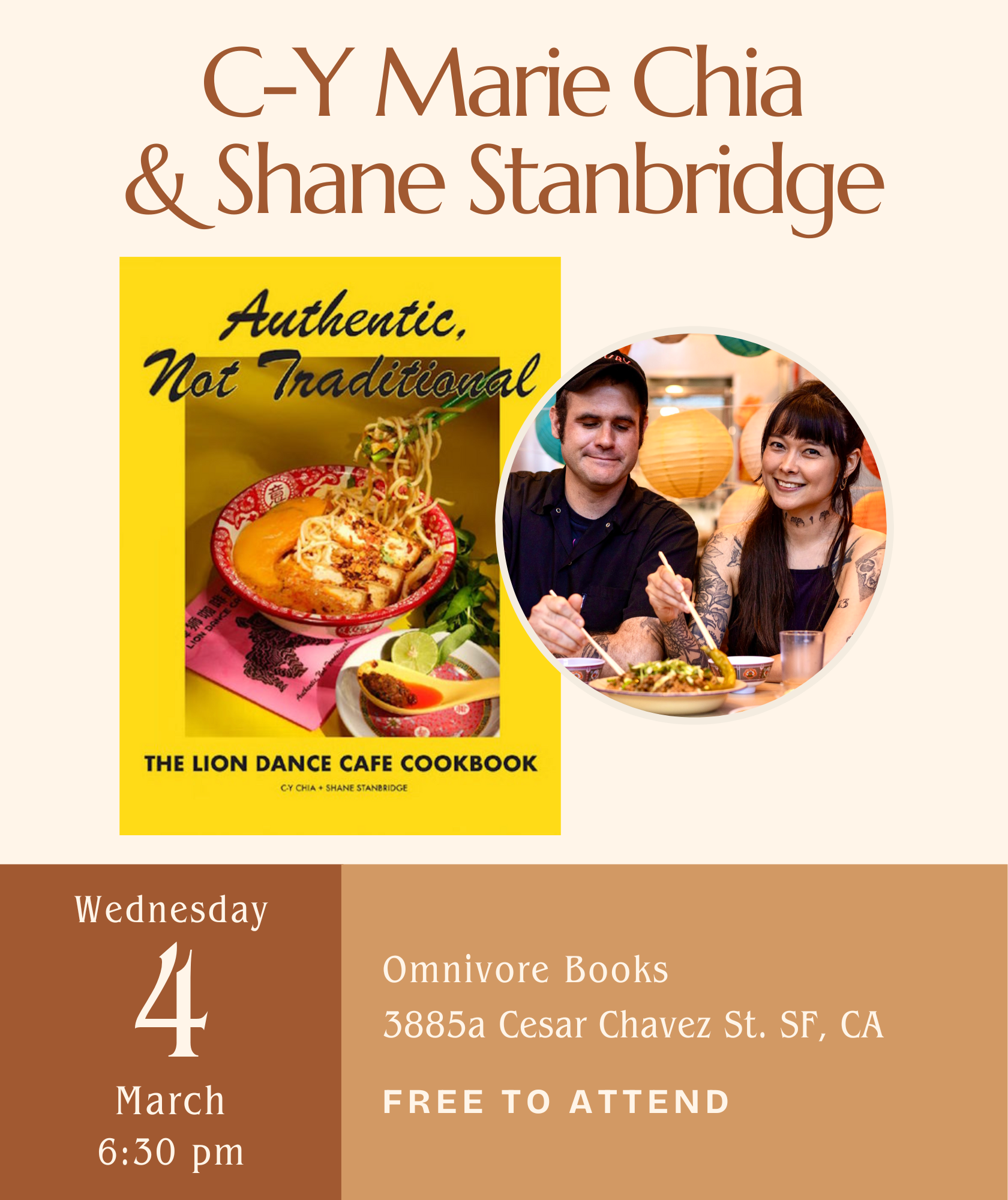 C-Y Marie Chia & Shane Stanbridge Author Talk • Lion Dance Cafe Cookbook: 100+ Singaporean inspired recipes