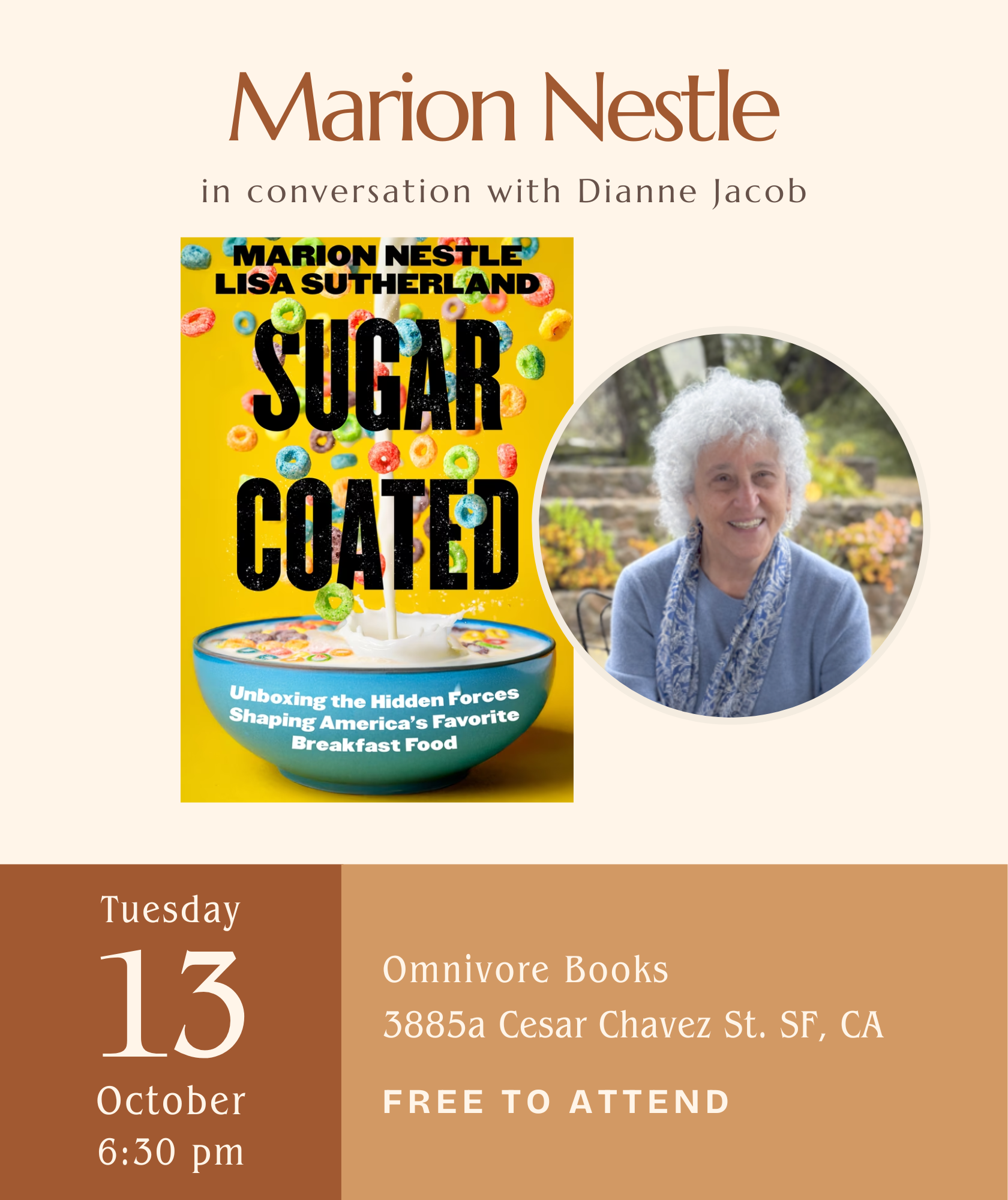 Marion Nestle Author Talk •  Sugar Coated: Unboxing the Hidden Forces Shaping America's Favorite Breakfast Food