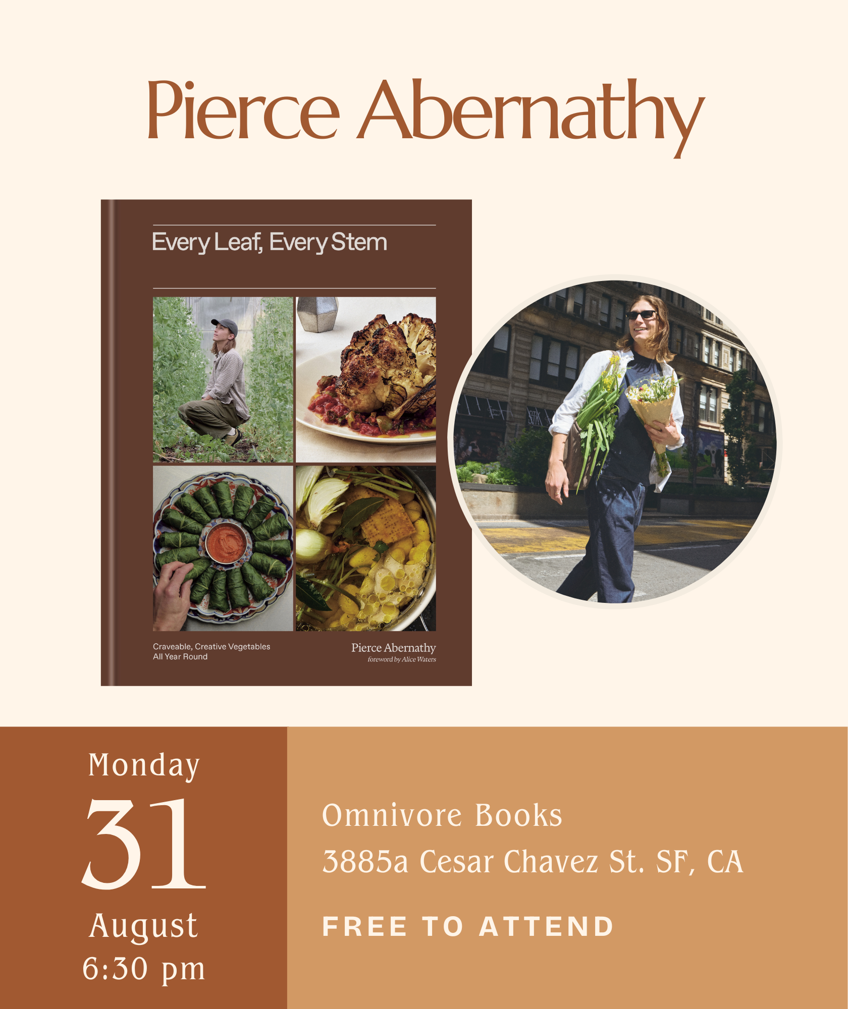 Pierce Abernathy Author Talk • Every Leaf, Every Stem: Craveable, Creative Vegetables All Year Long