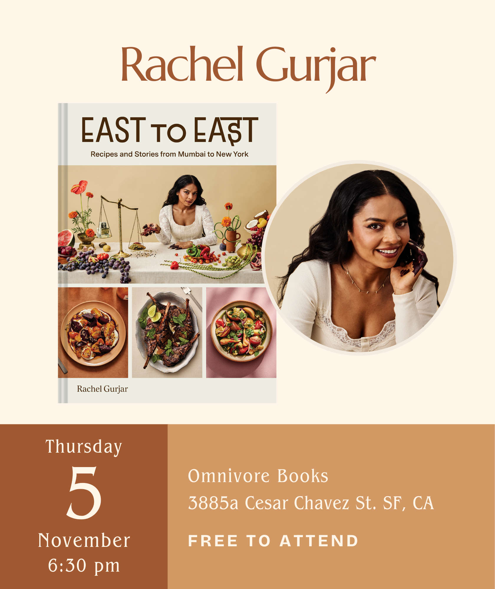 Rachel Gurjar Author Talk • East to East: Recipes and Stories from Mumbai to New York