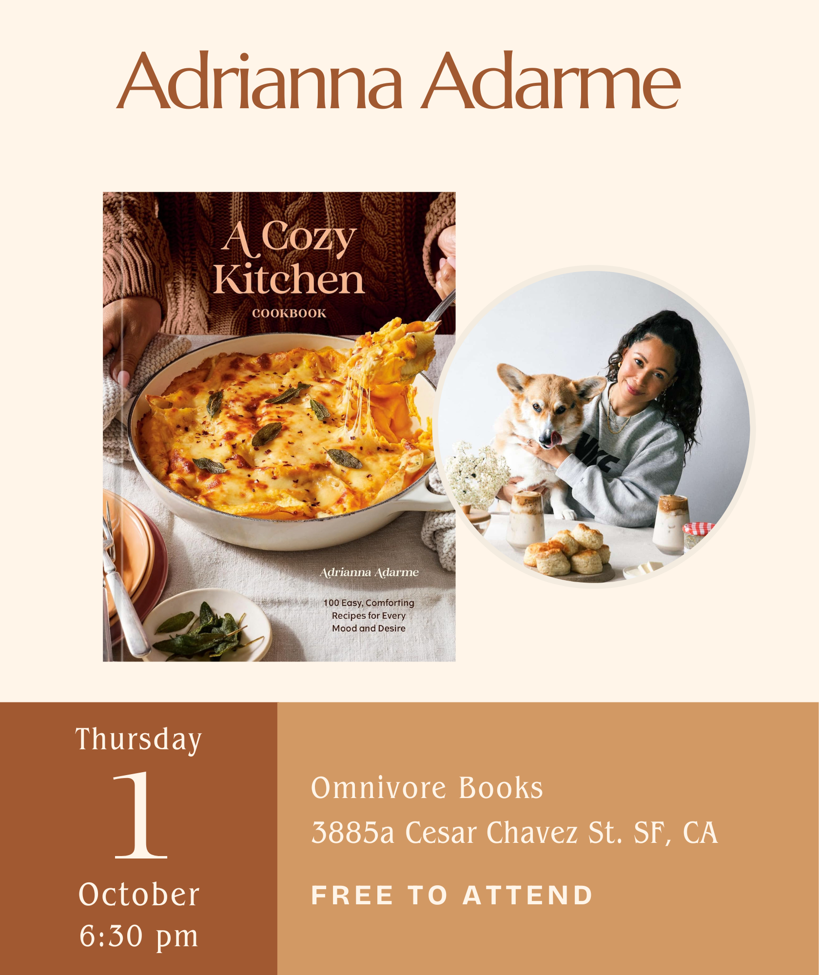 Adrianna Adarme Author Talk • A Cozy Kitchen Cookbook: 100 Easy, Comforting Recipes for Every Mood and Desire