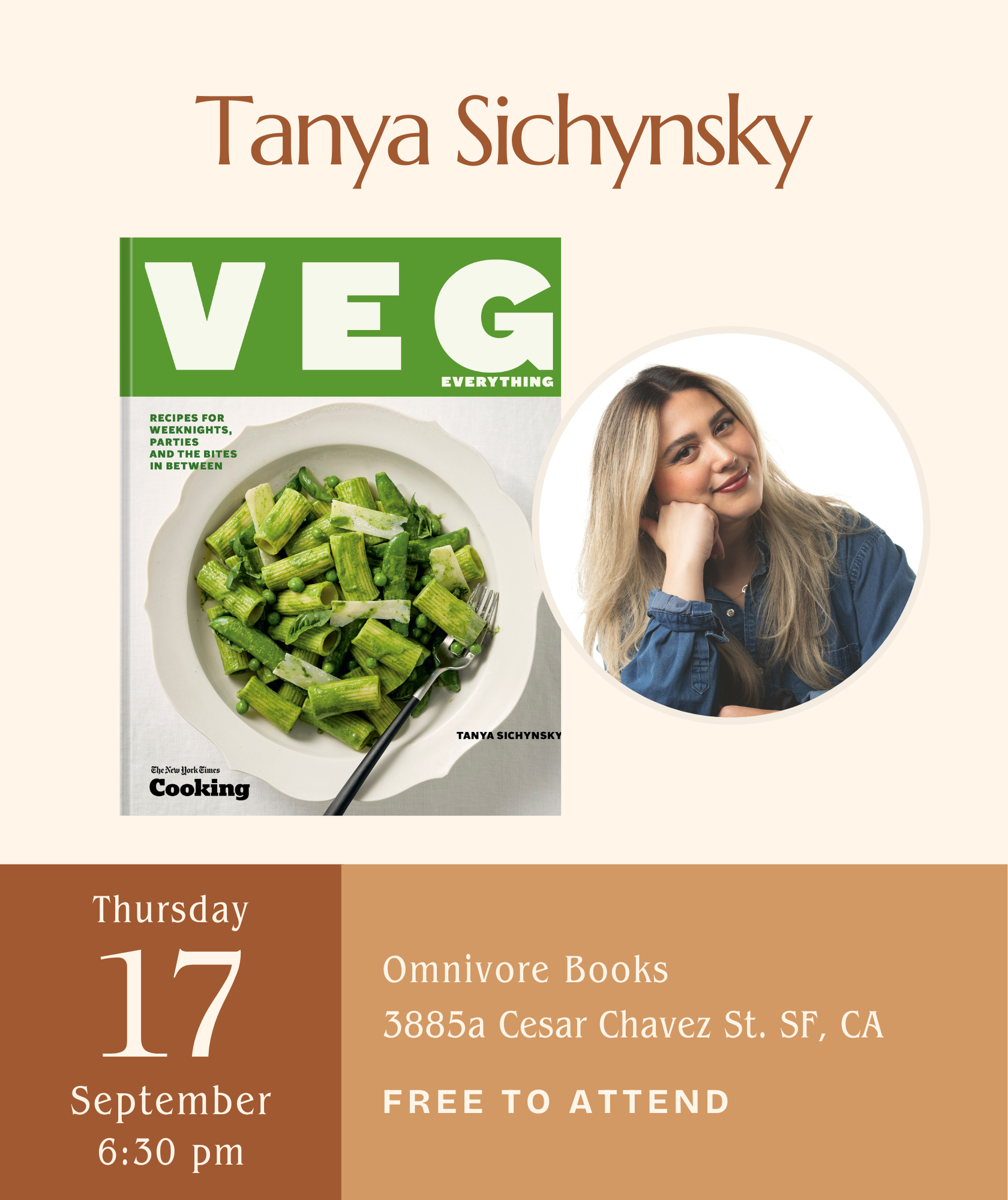 Tanya Sichynsky Author Talk • Veg Everything: Recipes for Weeknights, Parties and the Bites in Between