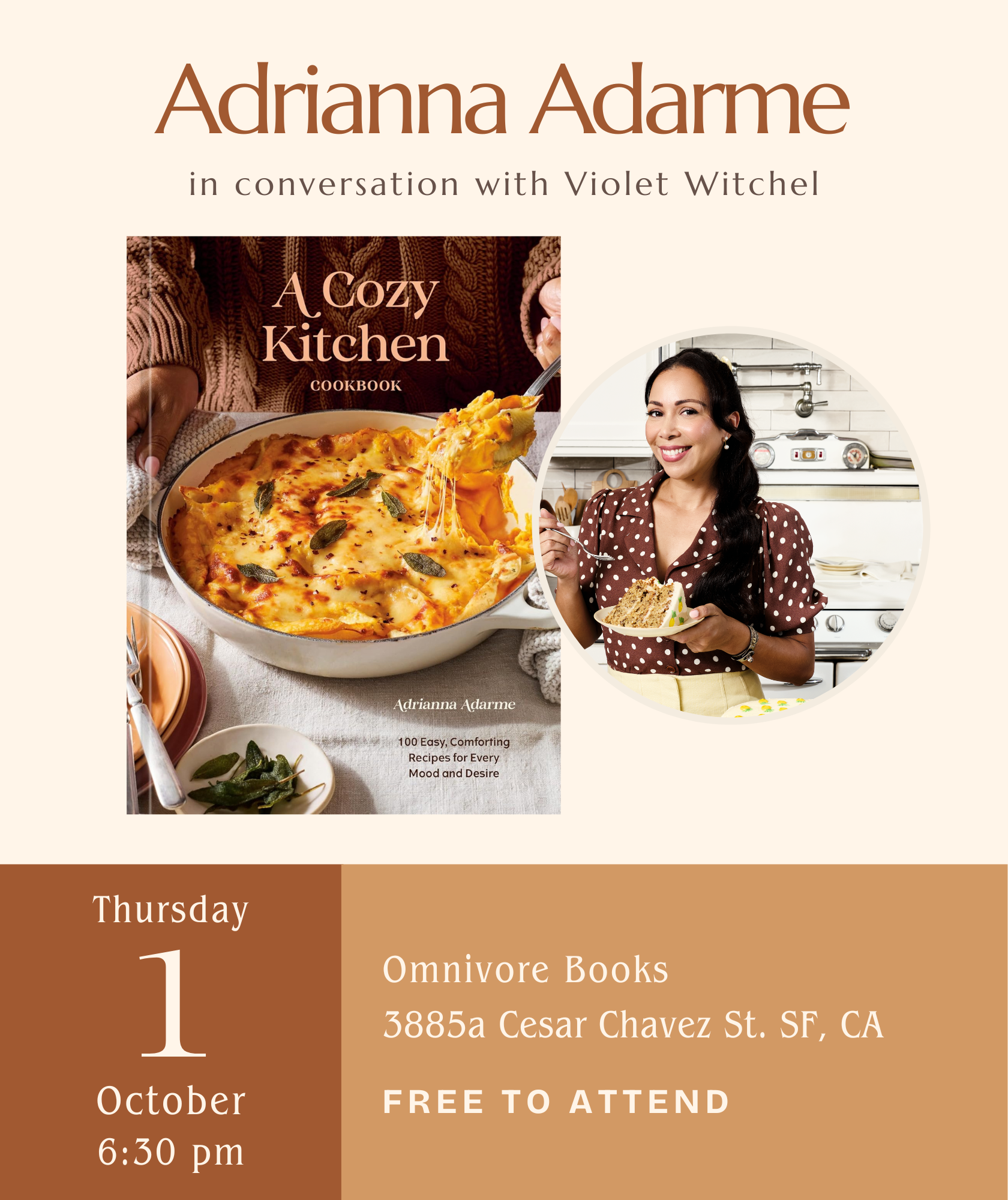 Adrianna Adarme Author Talk • A Cozy Kitchen Cookbook: 100 Easy, Comforting Recipes for Every Mood and Desire