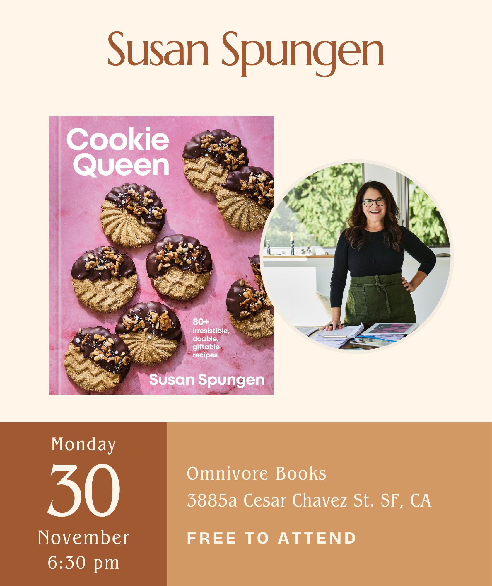 Susan Spungen Author Talk •  Cookie Queen: 80+ Irresistible, Doable, Giftable Recipes