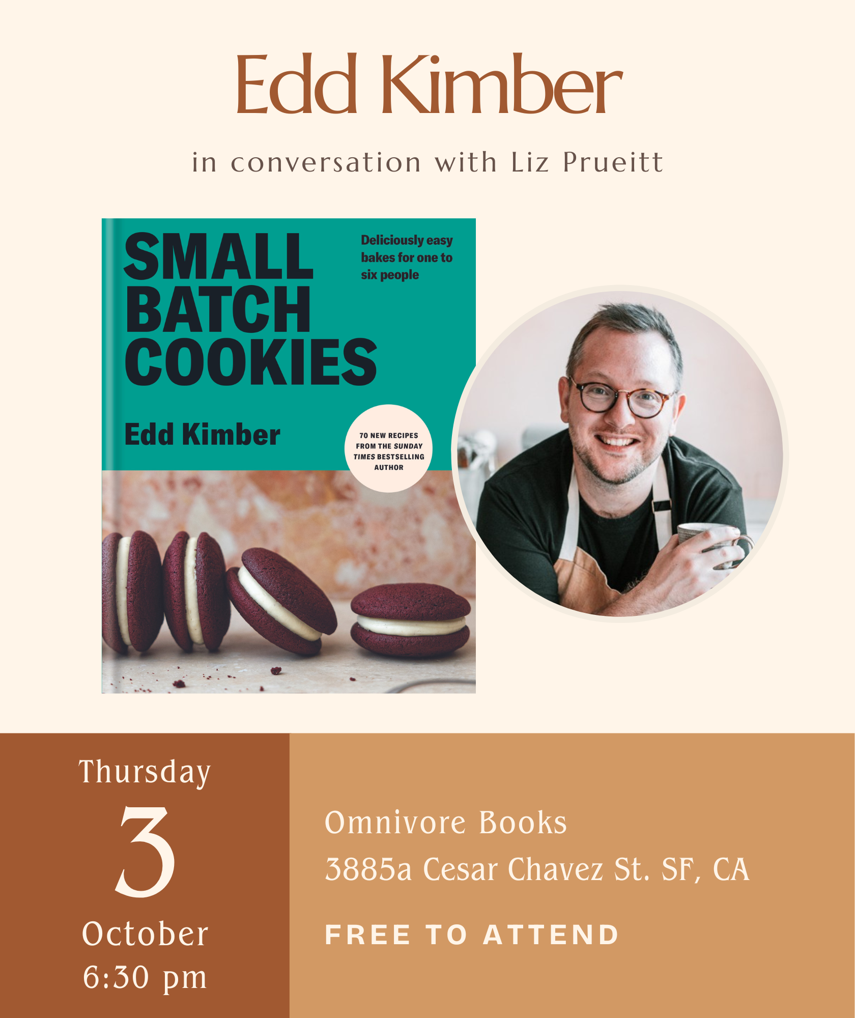 Edd Kimber Author Talk • Small Batch Cookies: Deliciously Easy Bakes for One to Six People