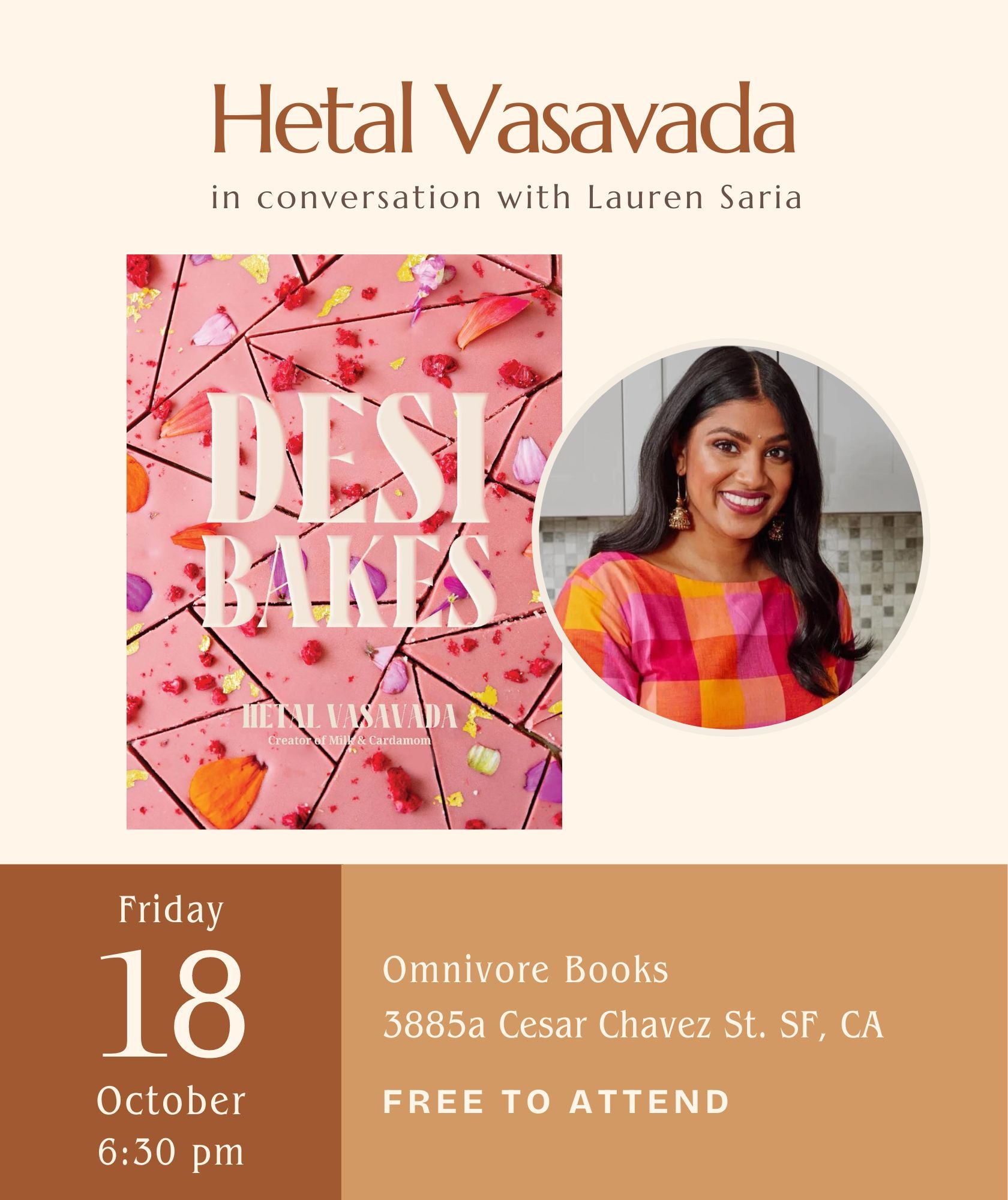 Hetal Vasavada Author Talk • Desi Bakes: 85 Recipes Bringing the Best of Indian Flavors to Western-Style Desserts