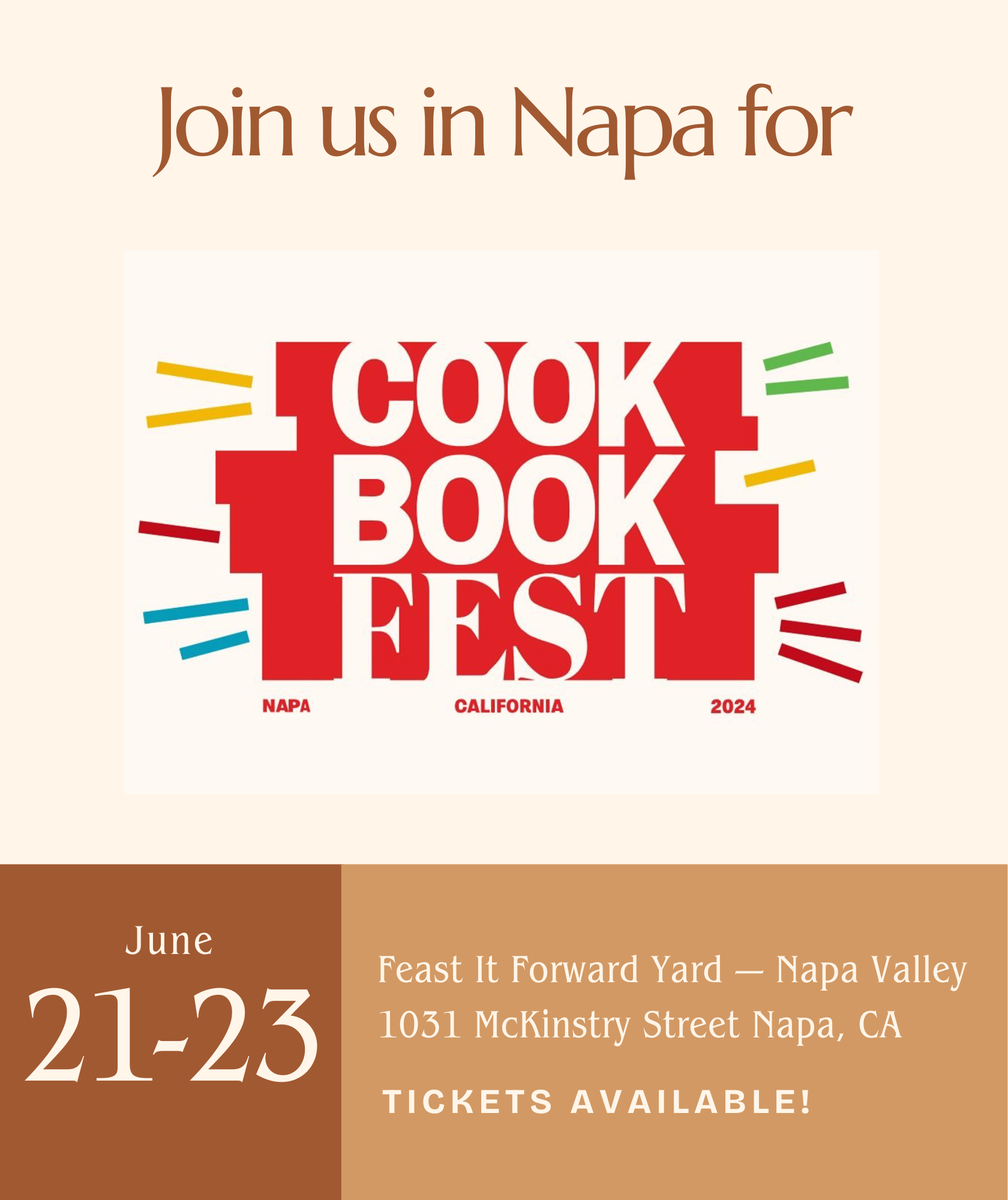 Join us for Cookbook Fest — Napa Valley