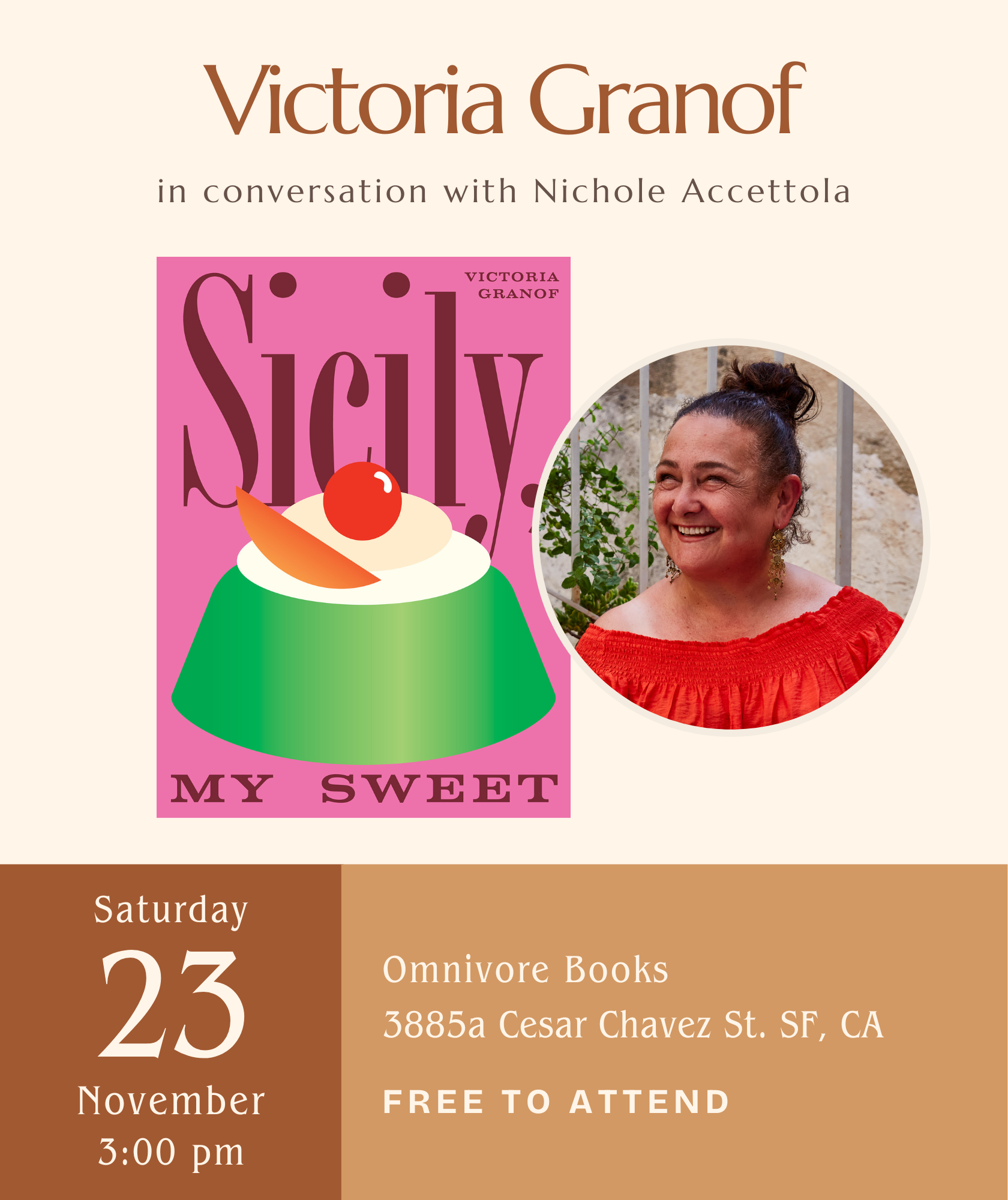 Victoria Granof Author Talk • Sicily, My Sweet: Love Notes to an Island, with Recipes for Cakes, Cookies, Puddings, and Preserves