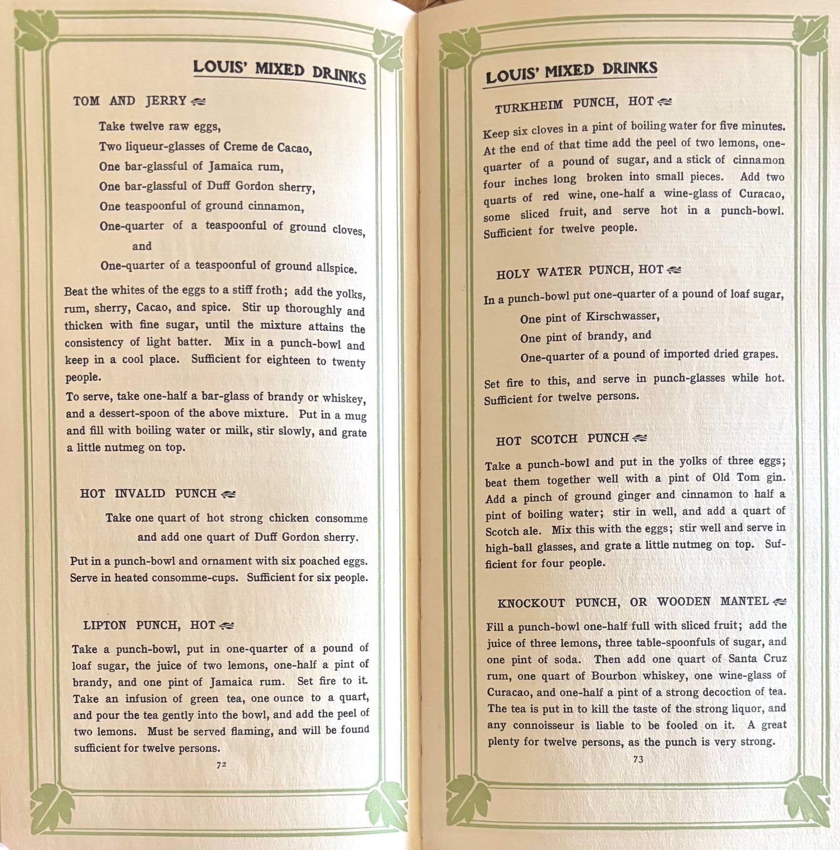 (*NEW ARRIVAL*) (Cocktails) Louis Muckenstrum. Louis' Mixed Drinks with Hints for the Care & Serving of Wines