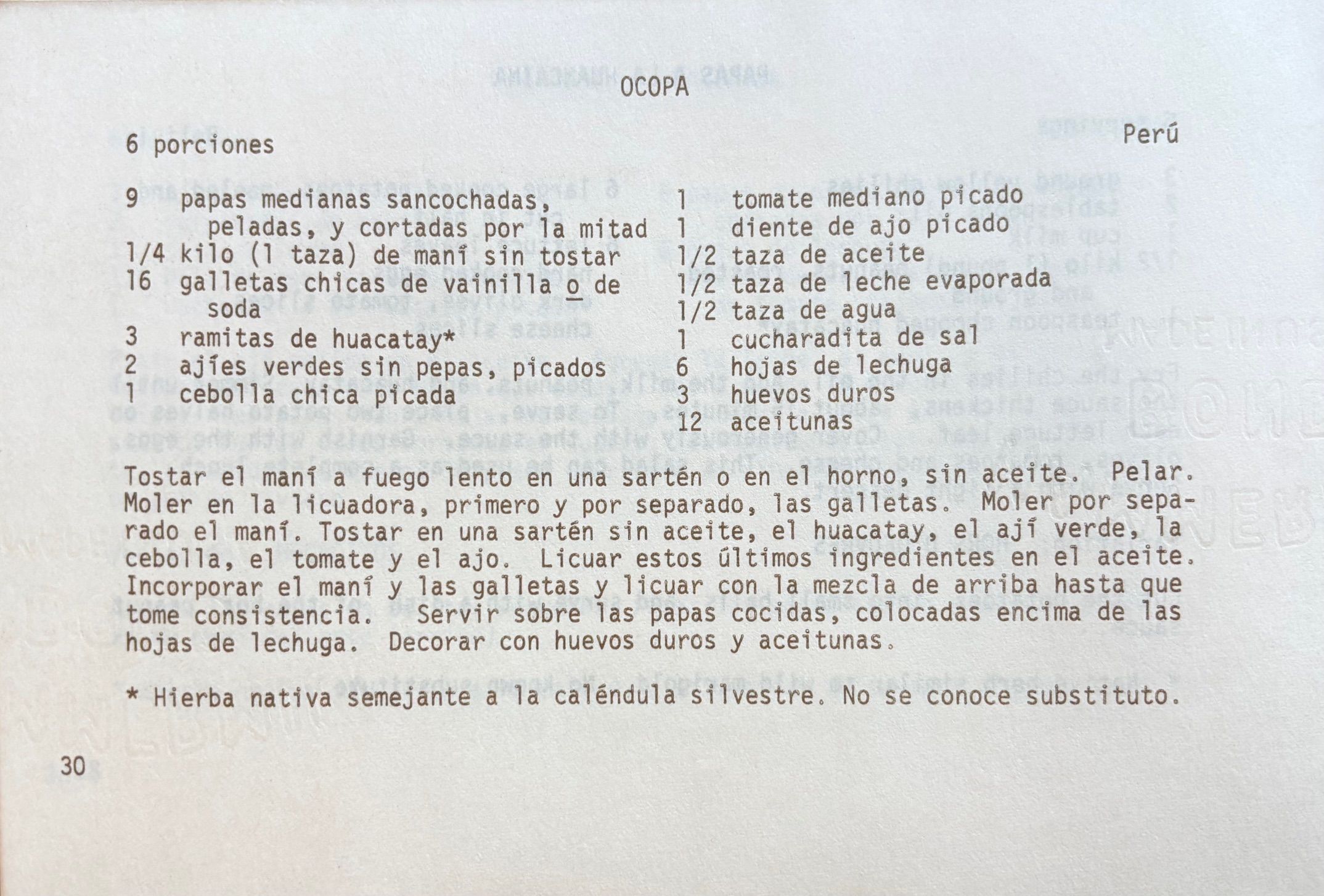 (Peruvian) Las Damas de Cip. Cocina Internacional de la Papa: A Collection of International Potato Recipes